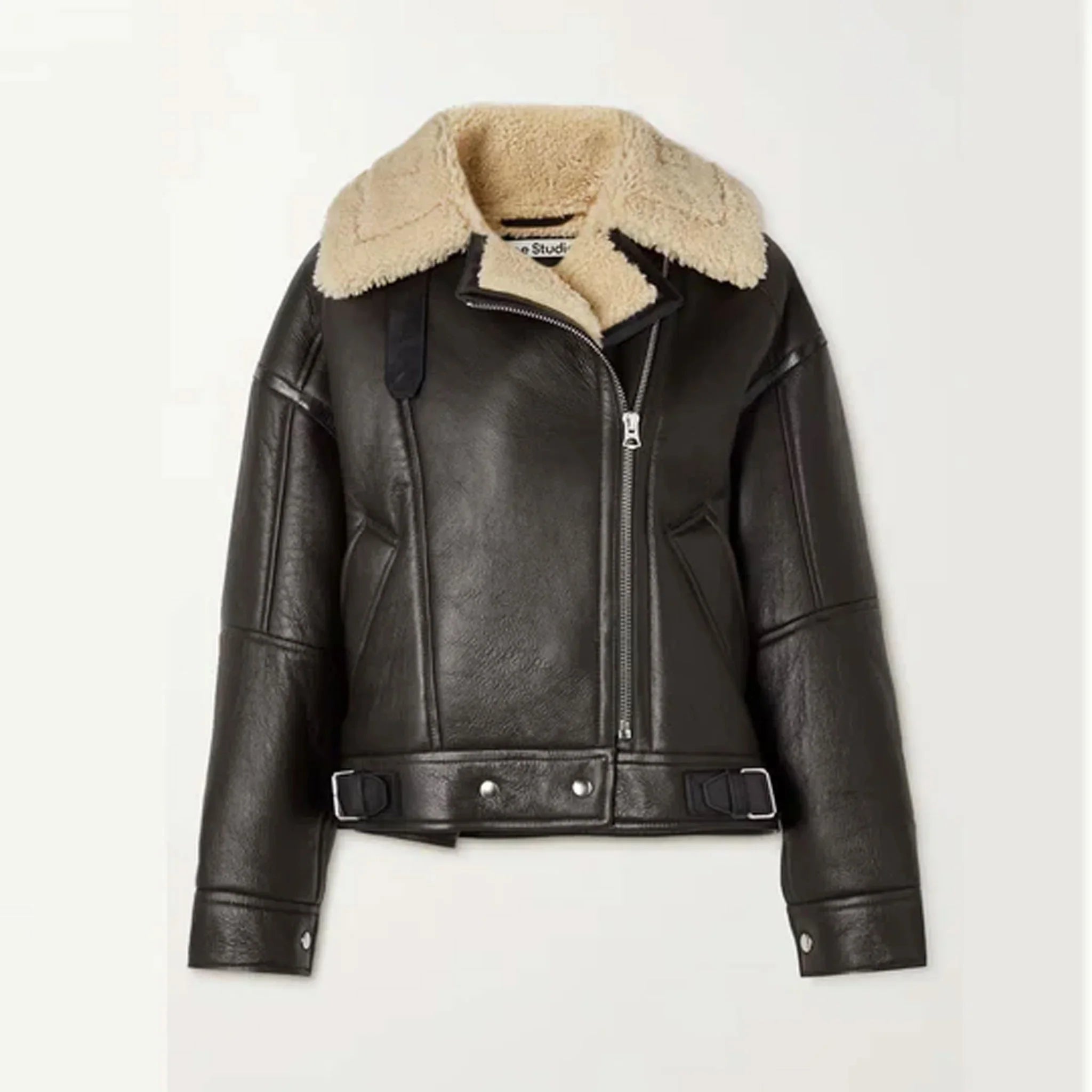 Black RAF B3 Cowhide Shearling Aviator Jacket - Women