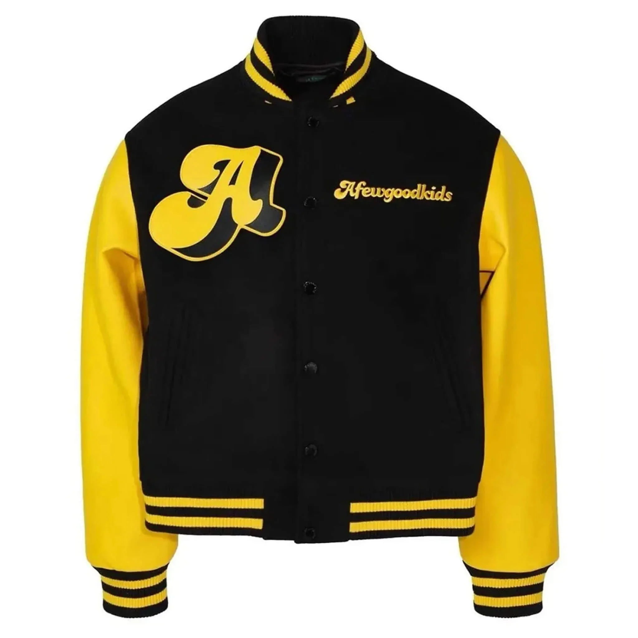 A Few Good Kids Black Yellow Varsity Letterman Jacket - leathergang.com