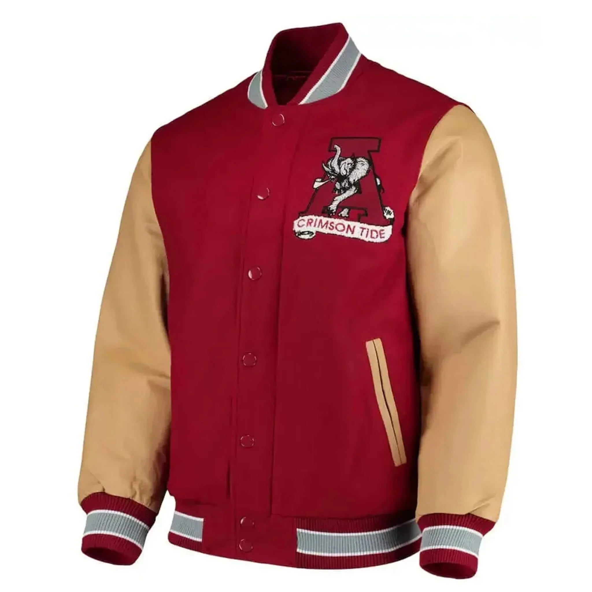 Alabama Crimson Tide Red Brown Wool Varsity Jacket - leathergang.com