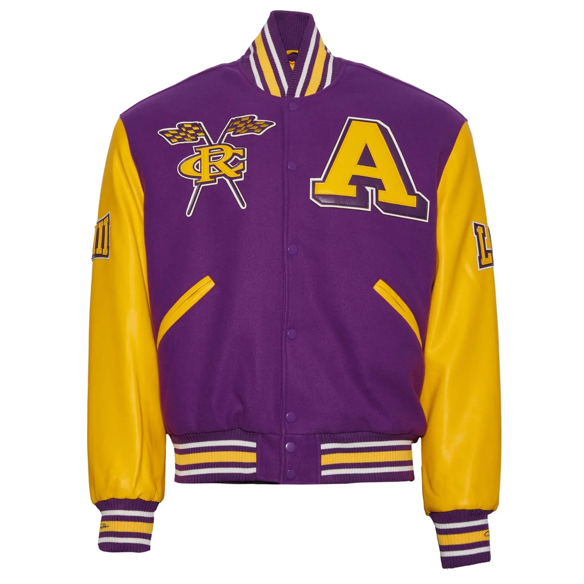 Alcorn State Braves Purple and Yellow Varsity Letterman Jacket - leathergang.com