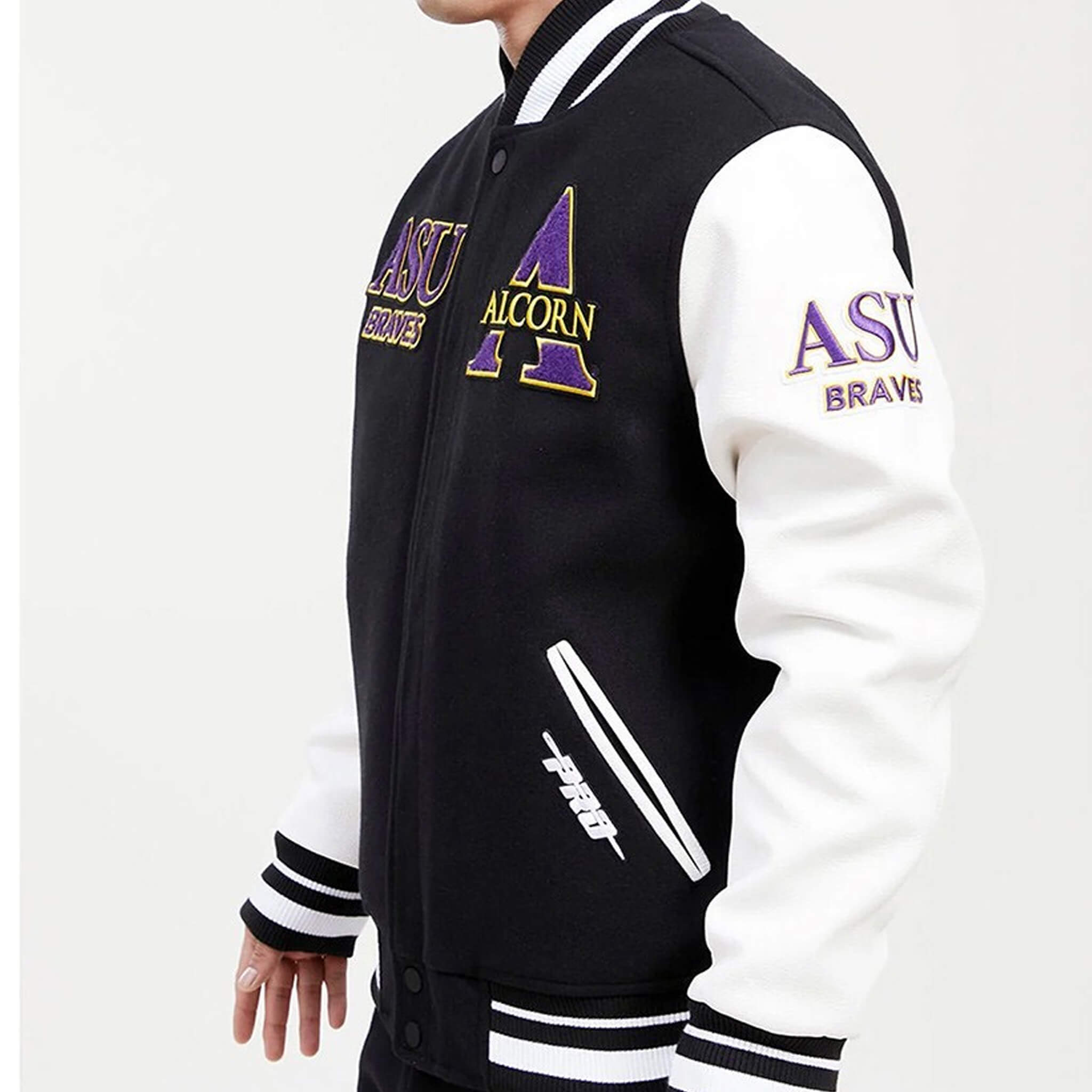 Letterman Alcorn State University Black and White Varsity Jacket