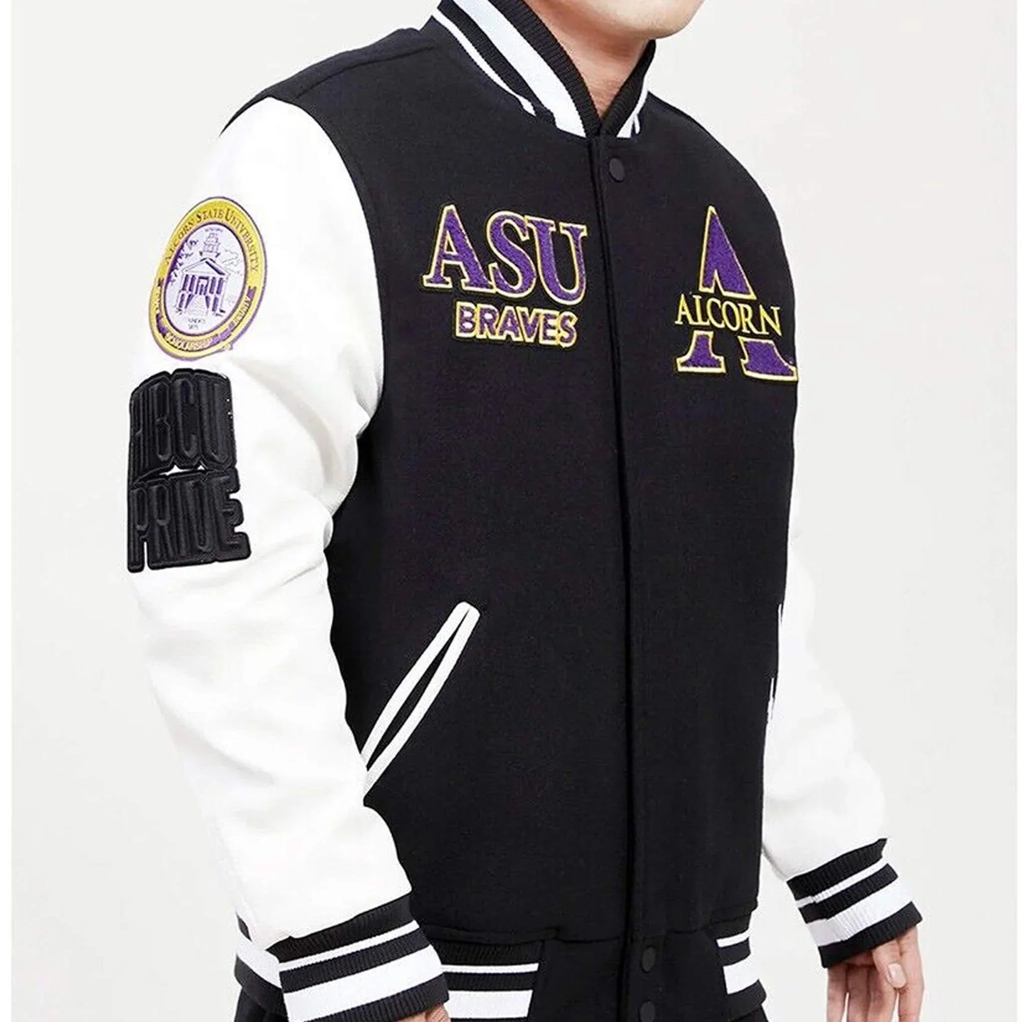 Alcorn State Braves Black & White Letterman Varsity Jacket