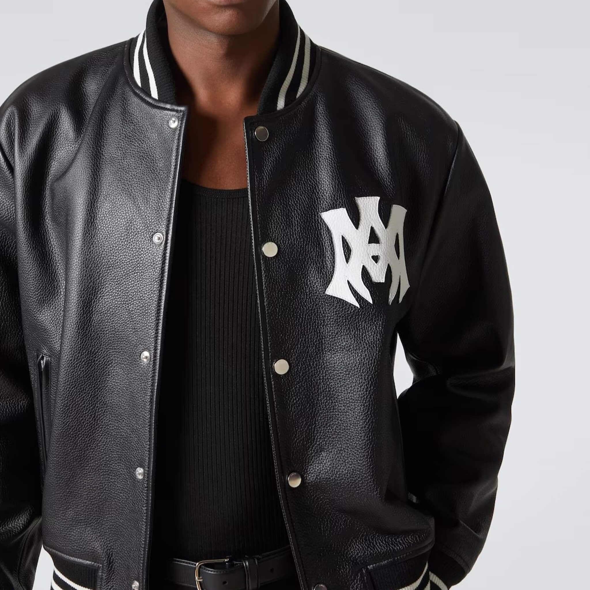 Amiri Hollywood Leather Bomber Jacket – Men’s Luxury Varsity Style