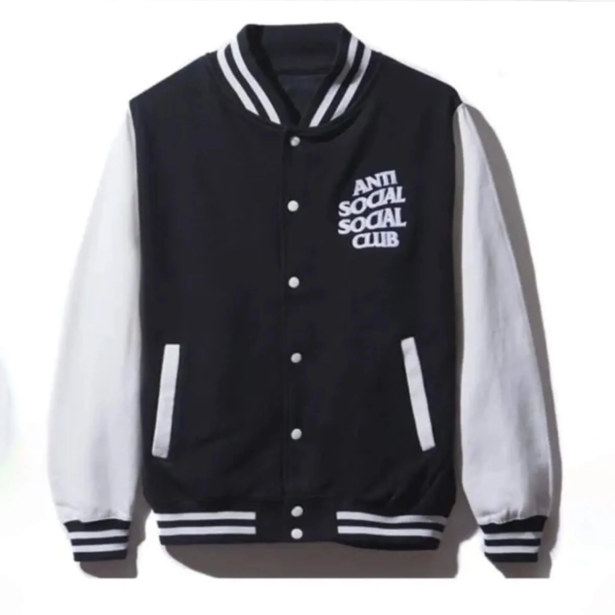 Anti Social Club Varsity Jacket – Black & White - leathergang.com