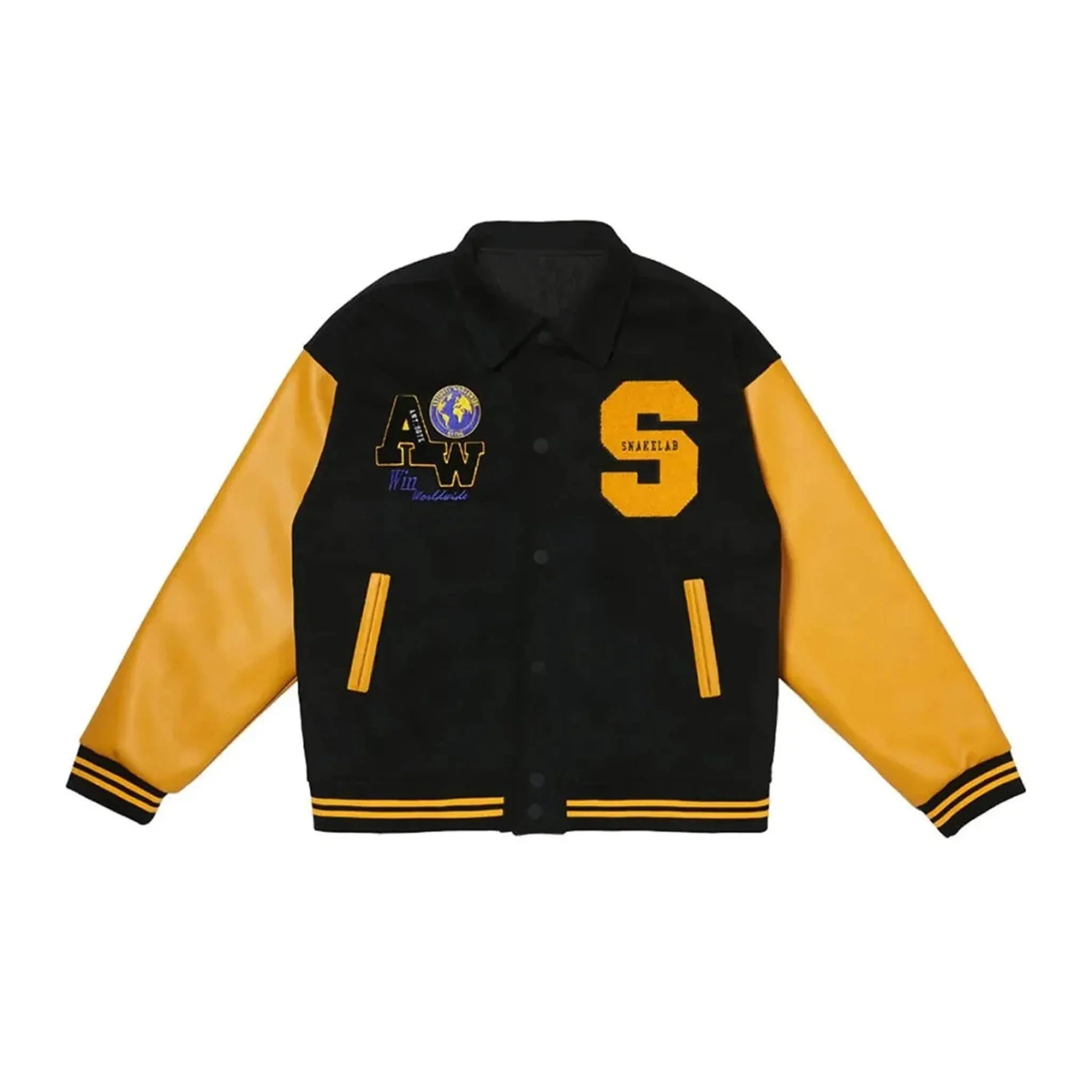Antidote Snakelab Racing Varsity Jacket – Black Yellow - leathergang.com