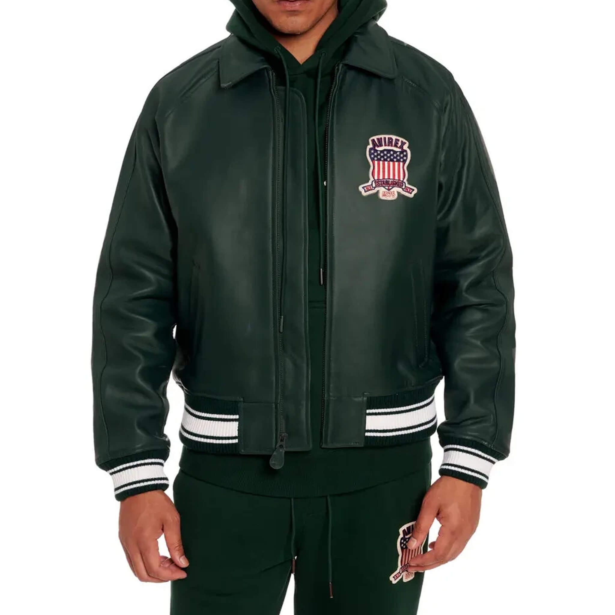 Men's Avirex 100% Leather Bomber Jacket–Classic American Flight Style
