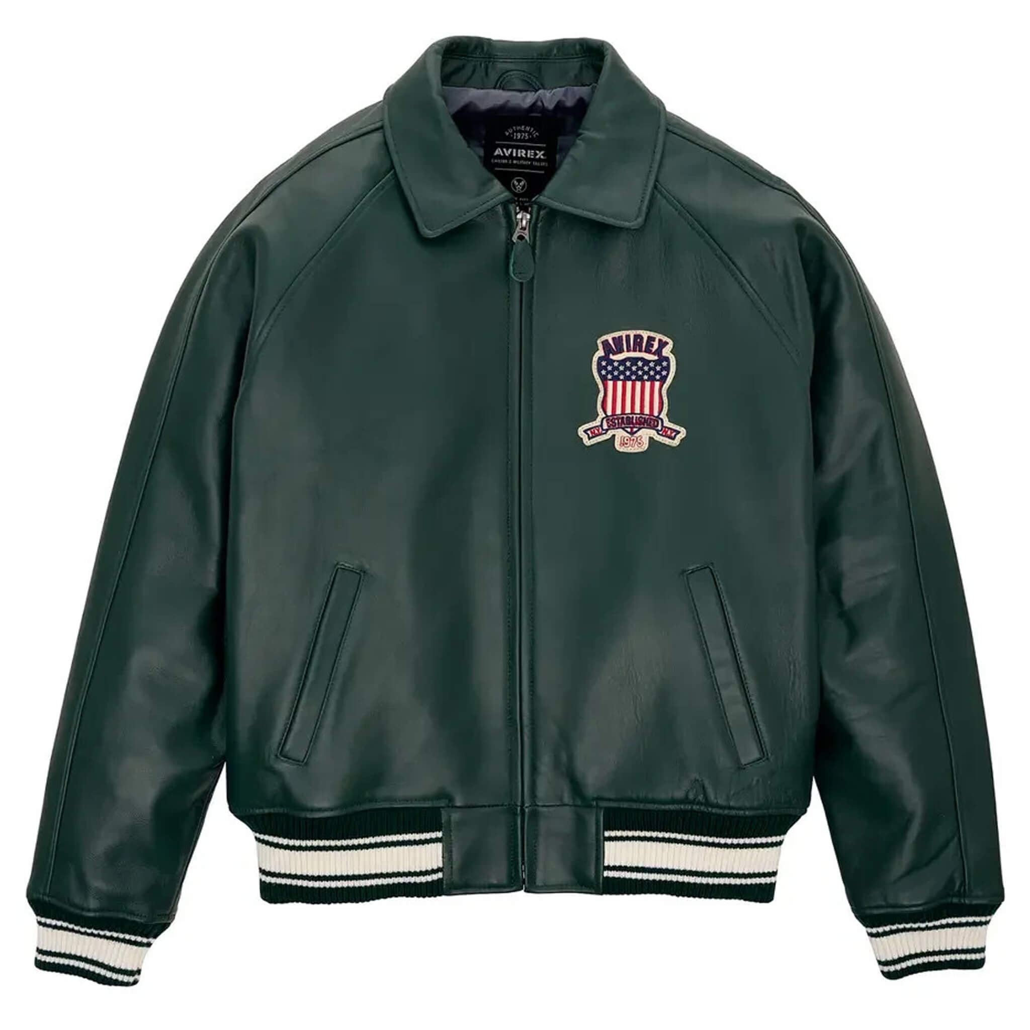 Men's Avirex 100% Leather Bomber Jacket–Classic American Flight Style