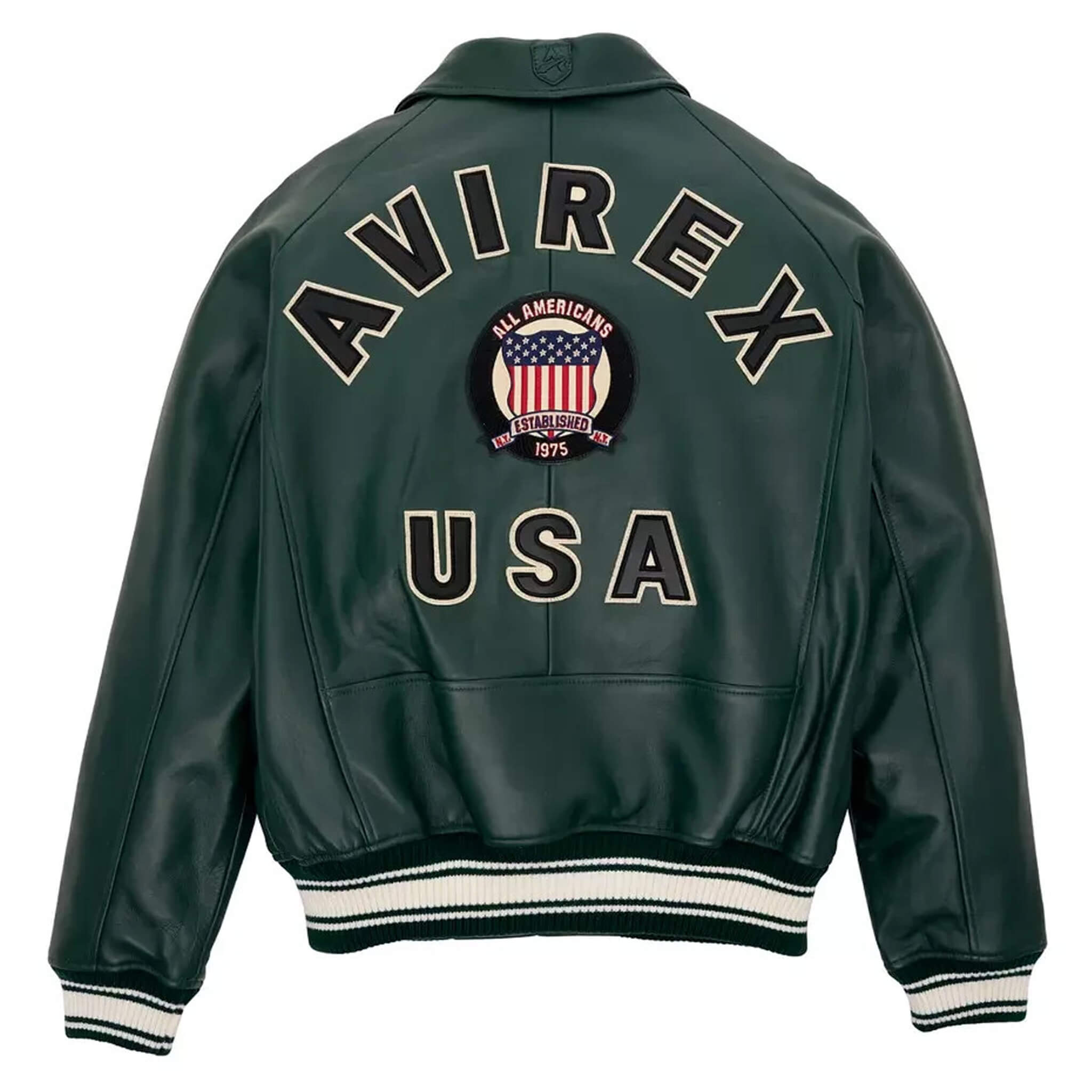 Men's Avirex 100% Leather Bomber Jacket–Classic American Flight Style