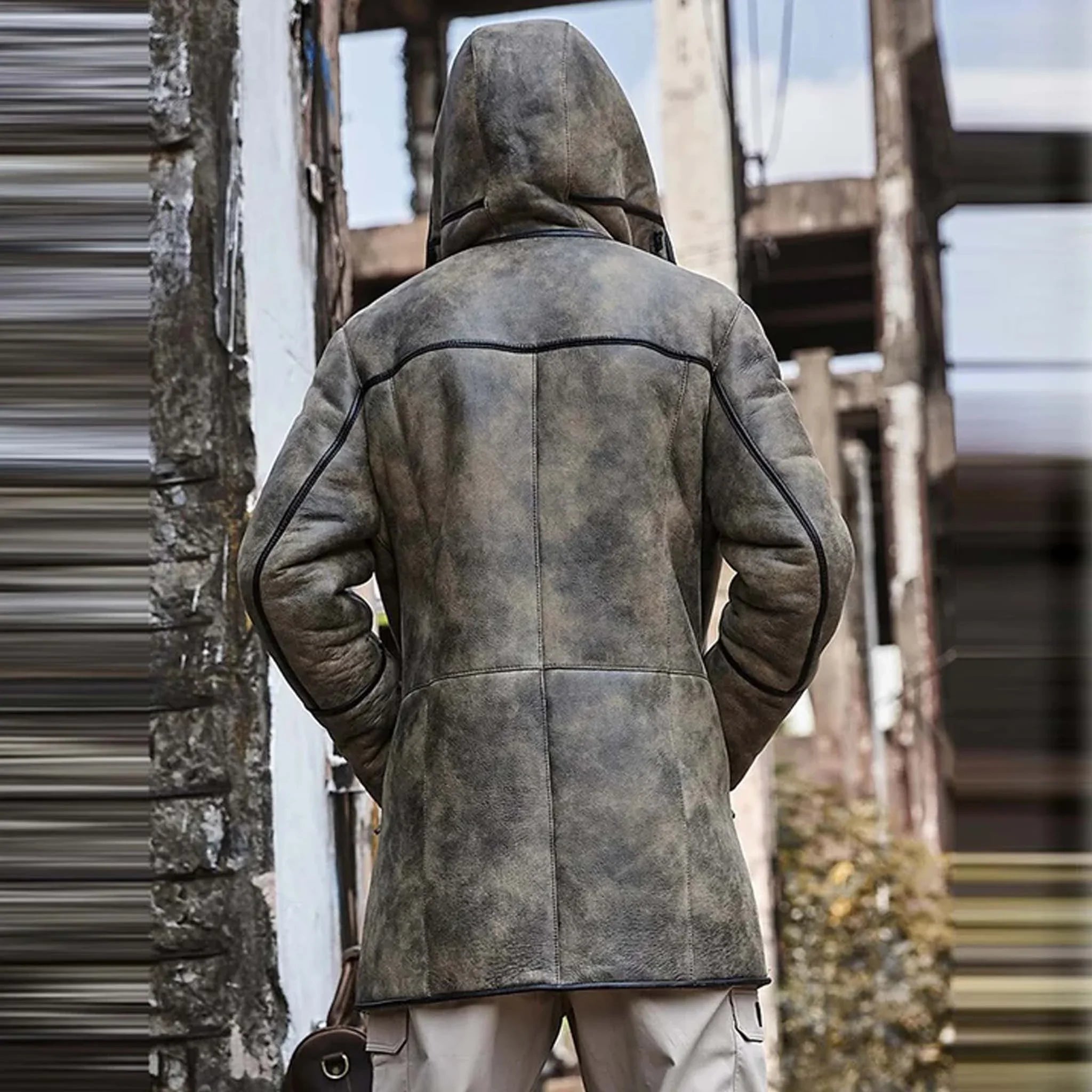 Men's RAF B7 Aviator Flying Jacket - Sheepskin Hooded Shearling Coat