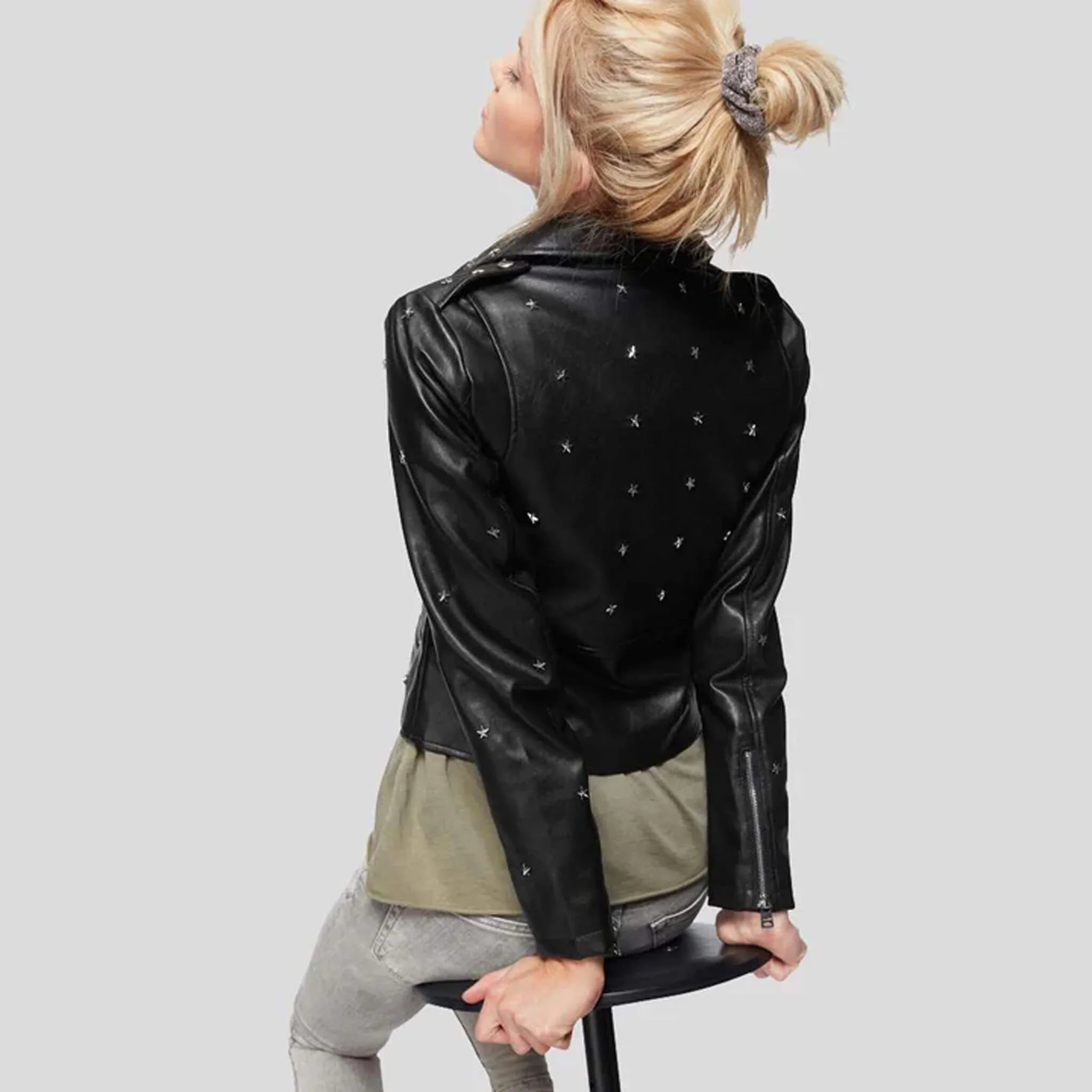 Nox Black Studded Leather Jacket – Genuine Lambskin Biker