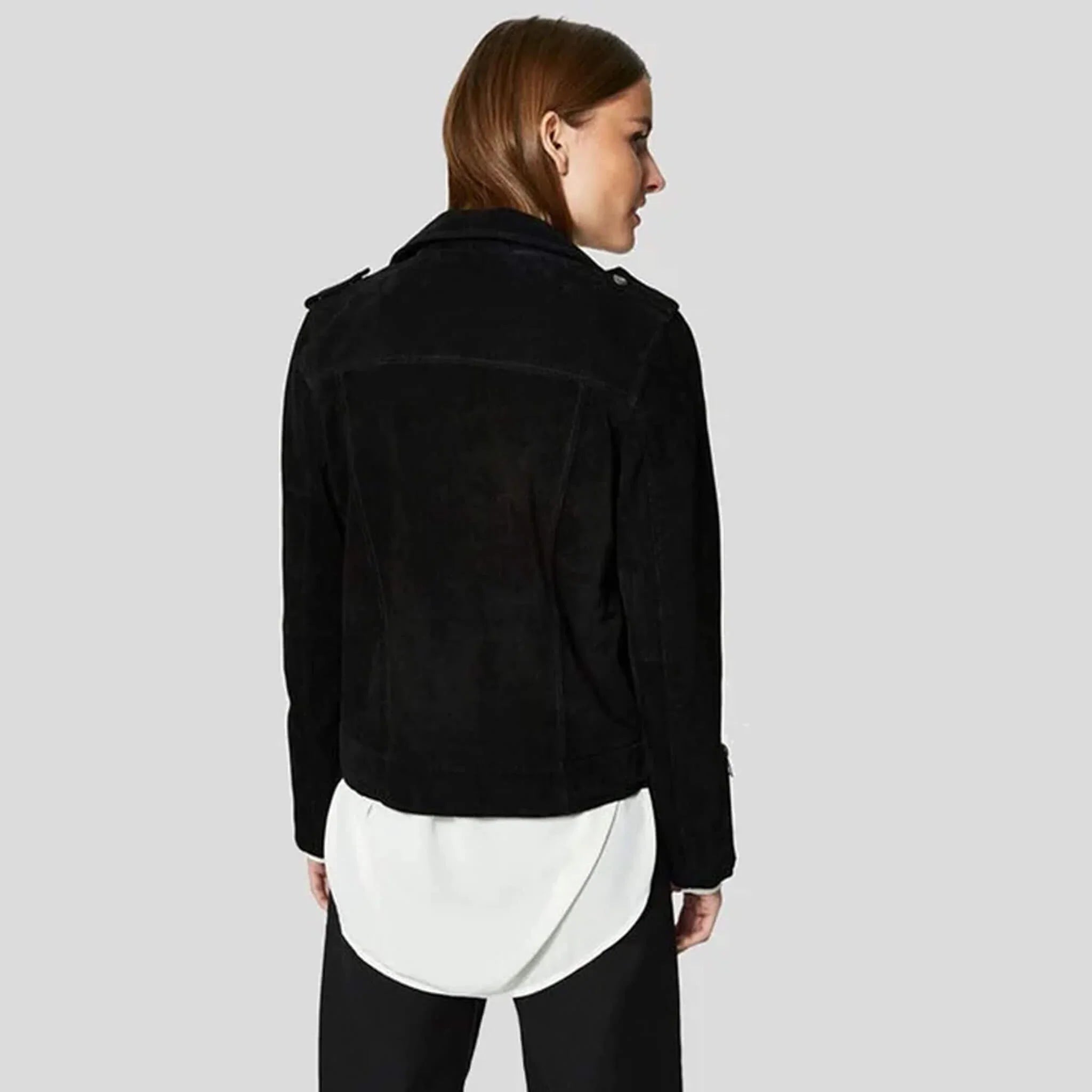 Elara Black Suede Biker Leather Jacket