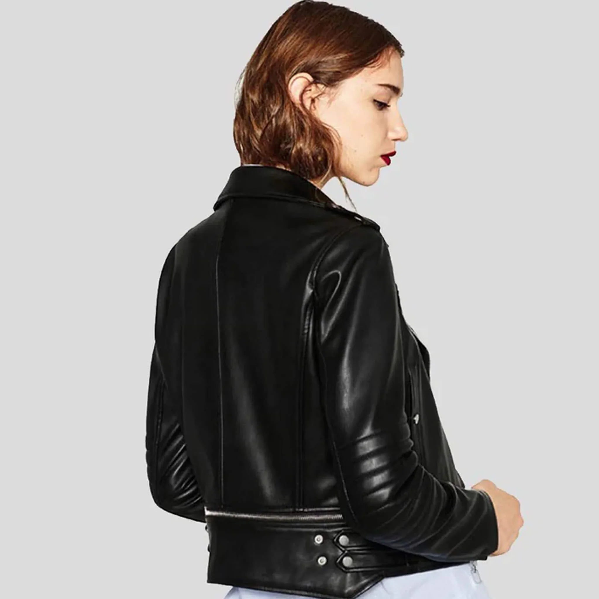 Sleek Black Biker Leather Jacket
