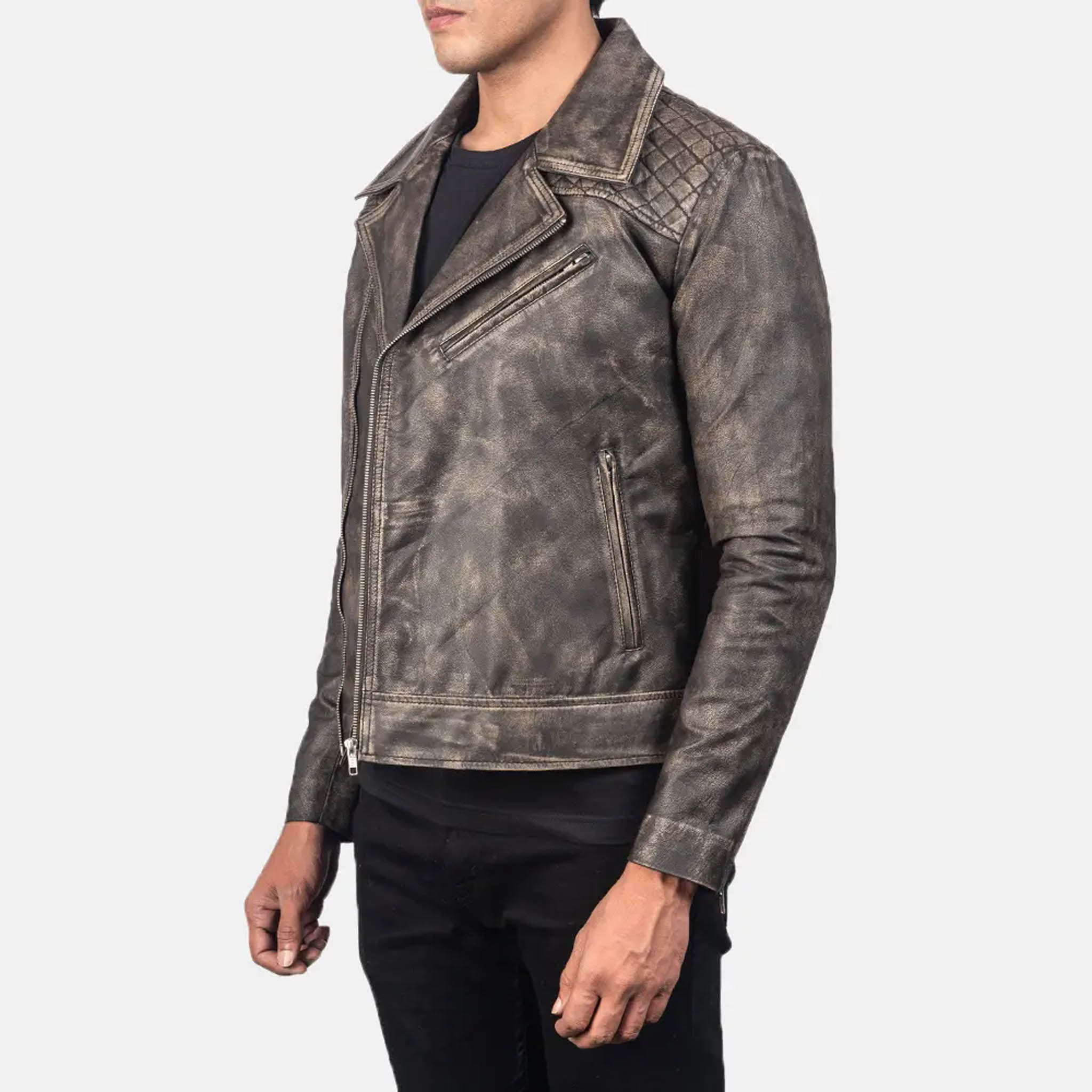 Legacy Quilted Brown Leather Jacket – Bold Biker Style with Quilted