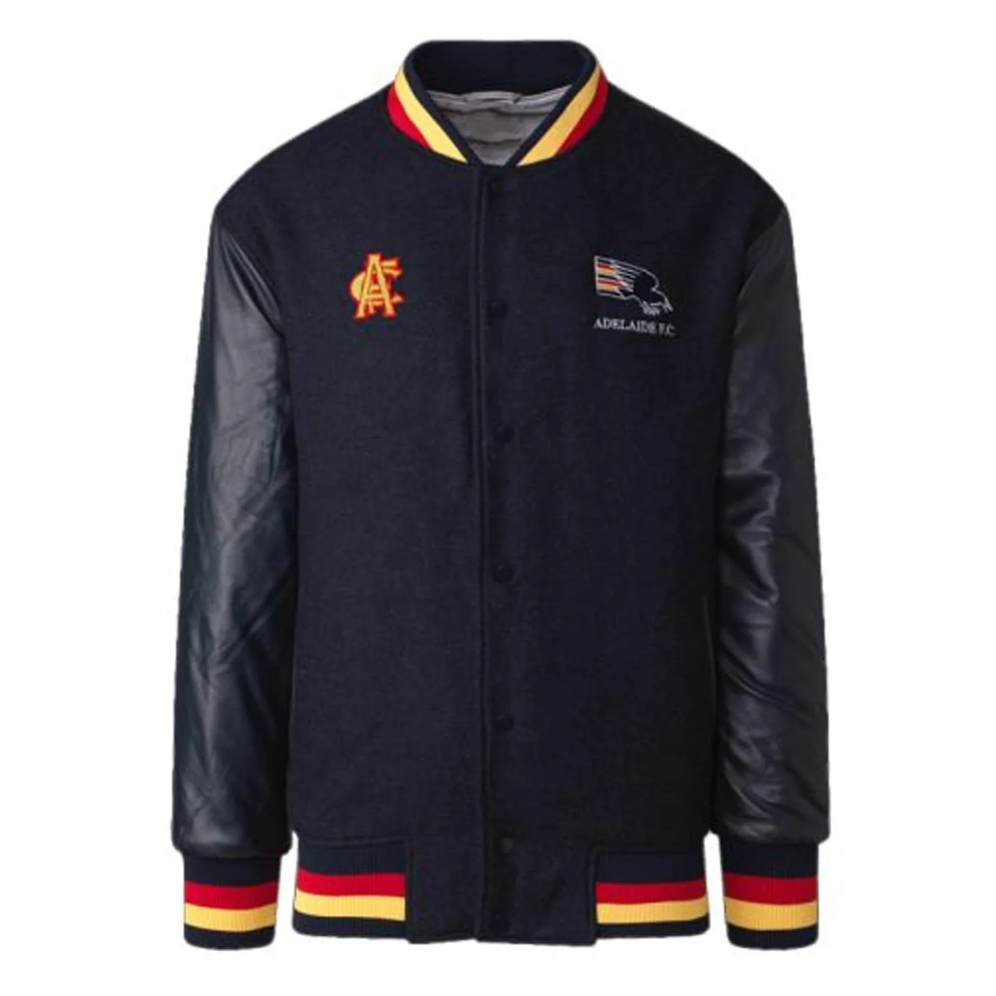 Adelaide Crows Heritage Varsity Jacket–Black Wool & Leather - leathergang.com