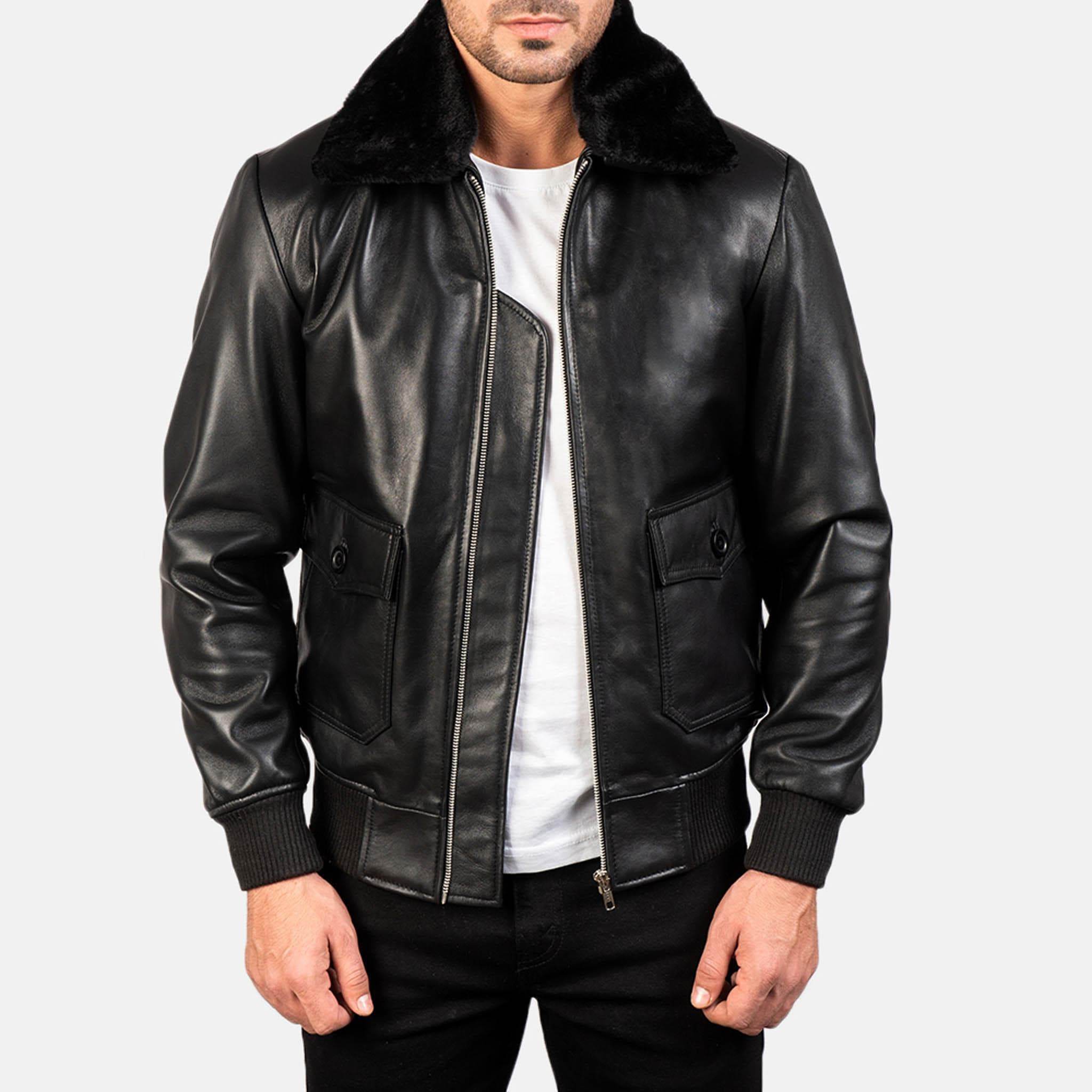 Aarin G-1 Leather Aviator Jacket – Classic Shearling Fur Collar Bomber - leathergang.com