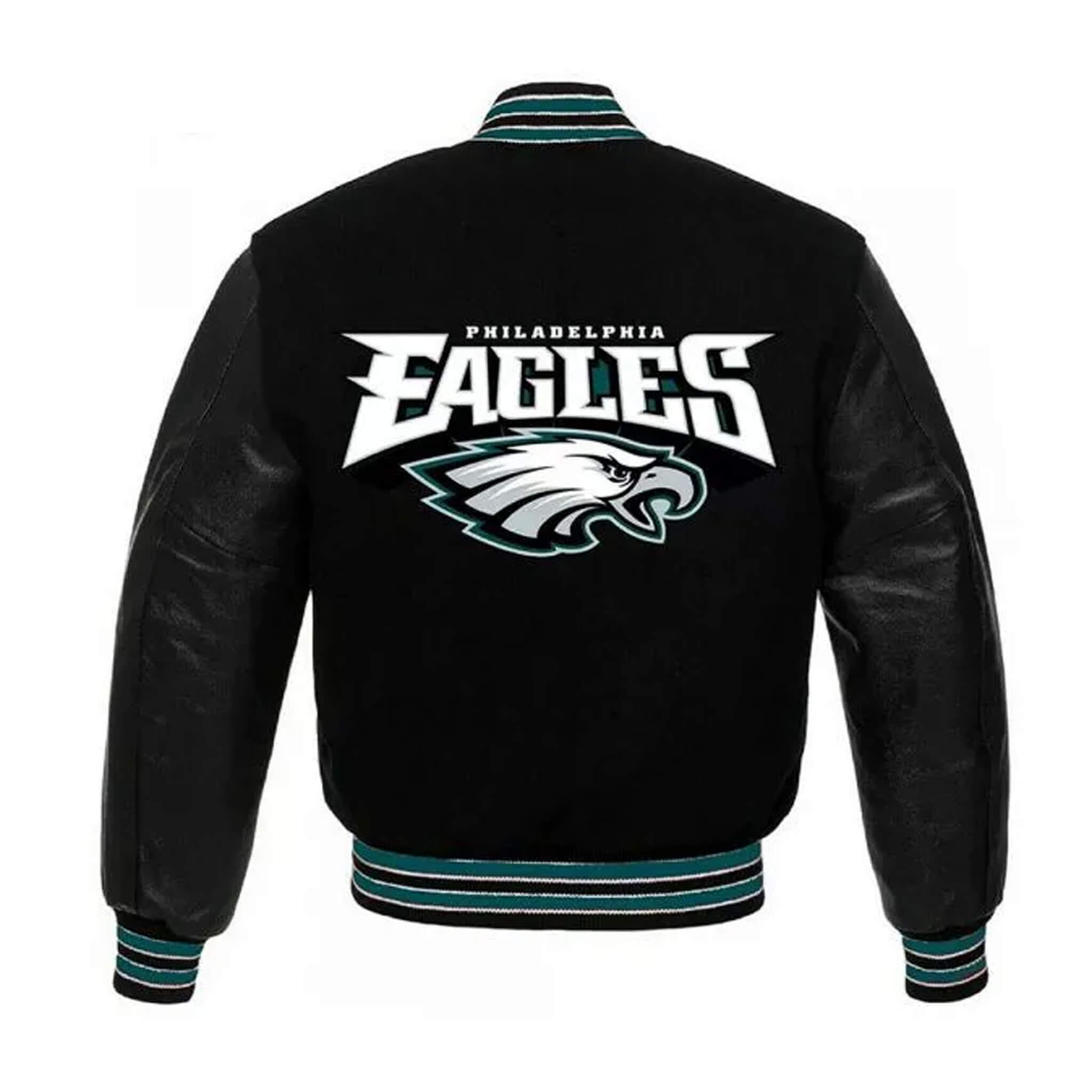Philadelphia Eagles Black Varsity Wool Bomber Jacket