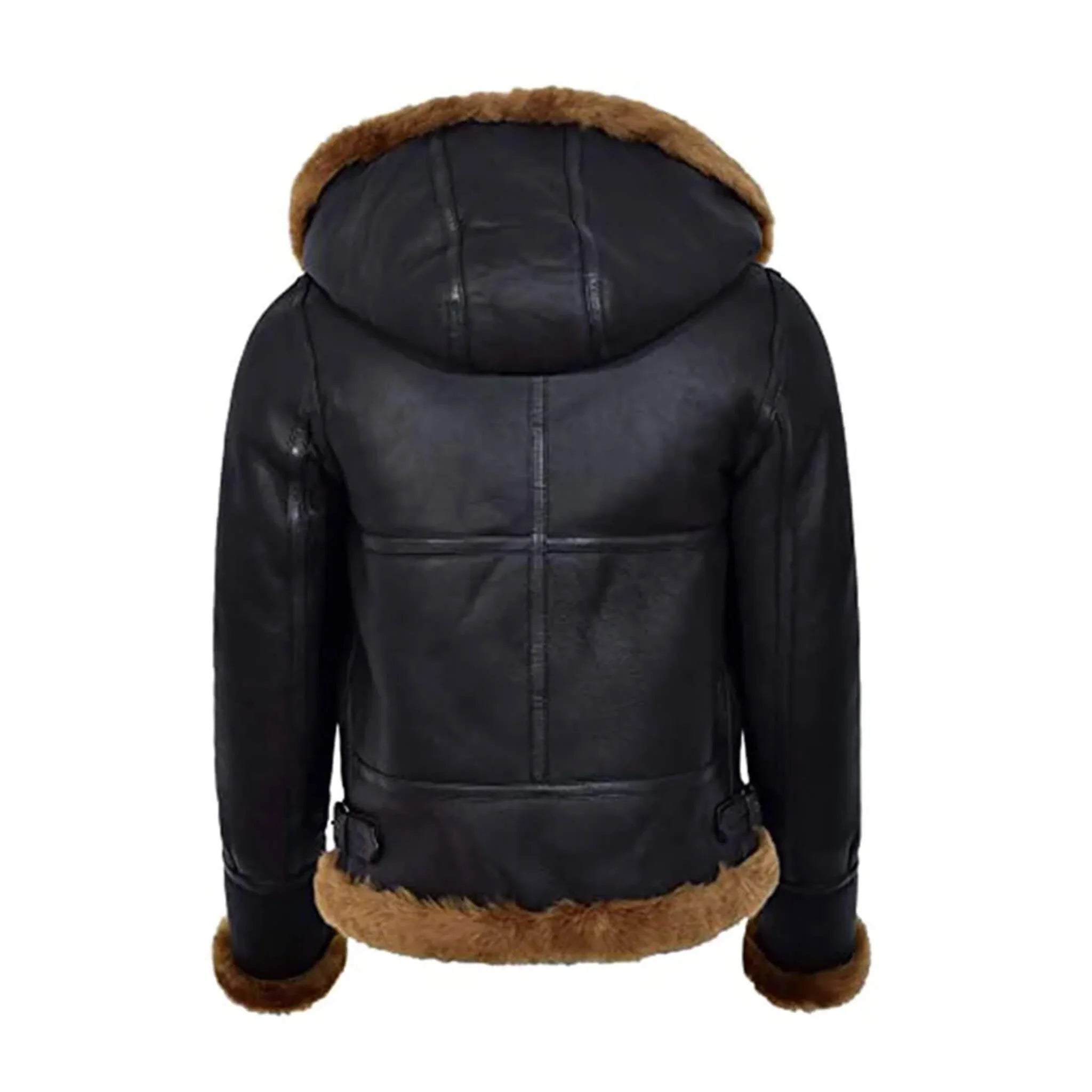 Black Hooded B3 Aviator Shearling Jacket – Women