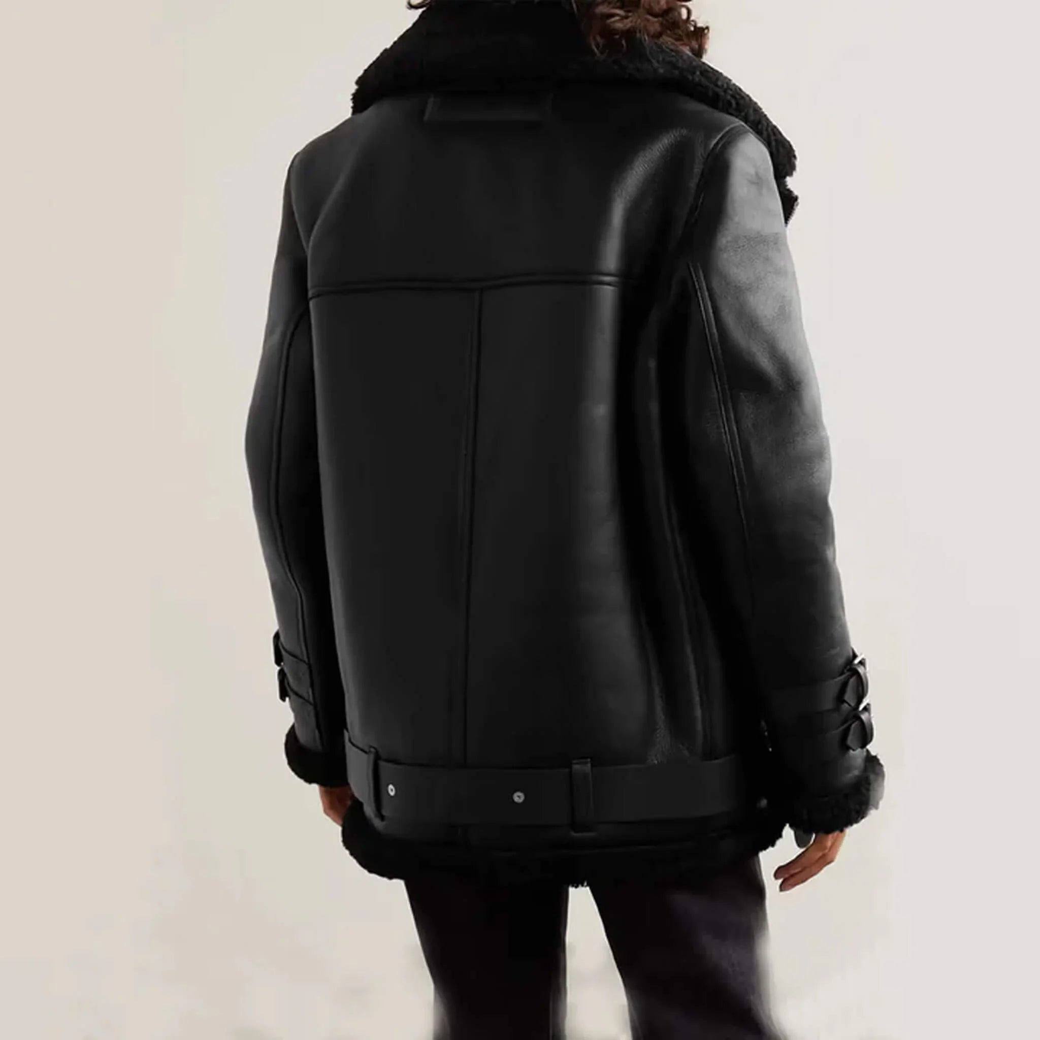 Black B3 Shearling Biker Jacket – Women’s Leather Fit
