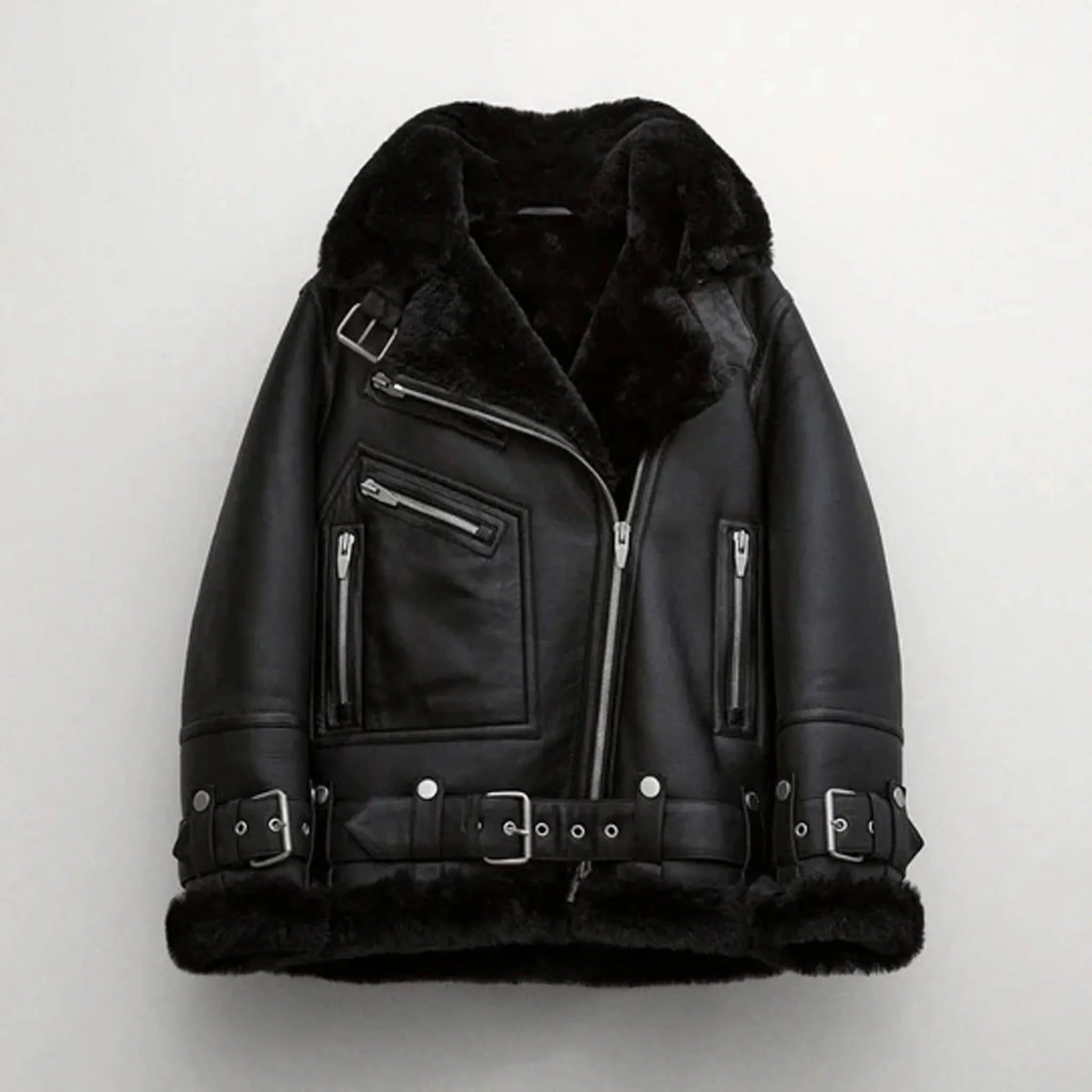 Black RAF B3 Shearling Aviator Jacket – Women’s