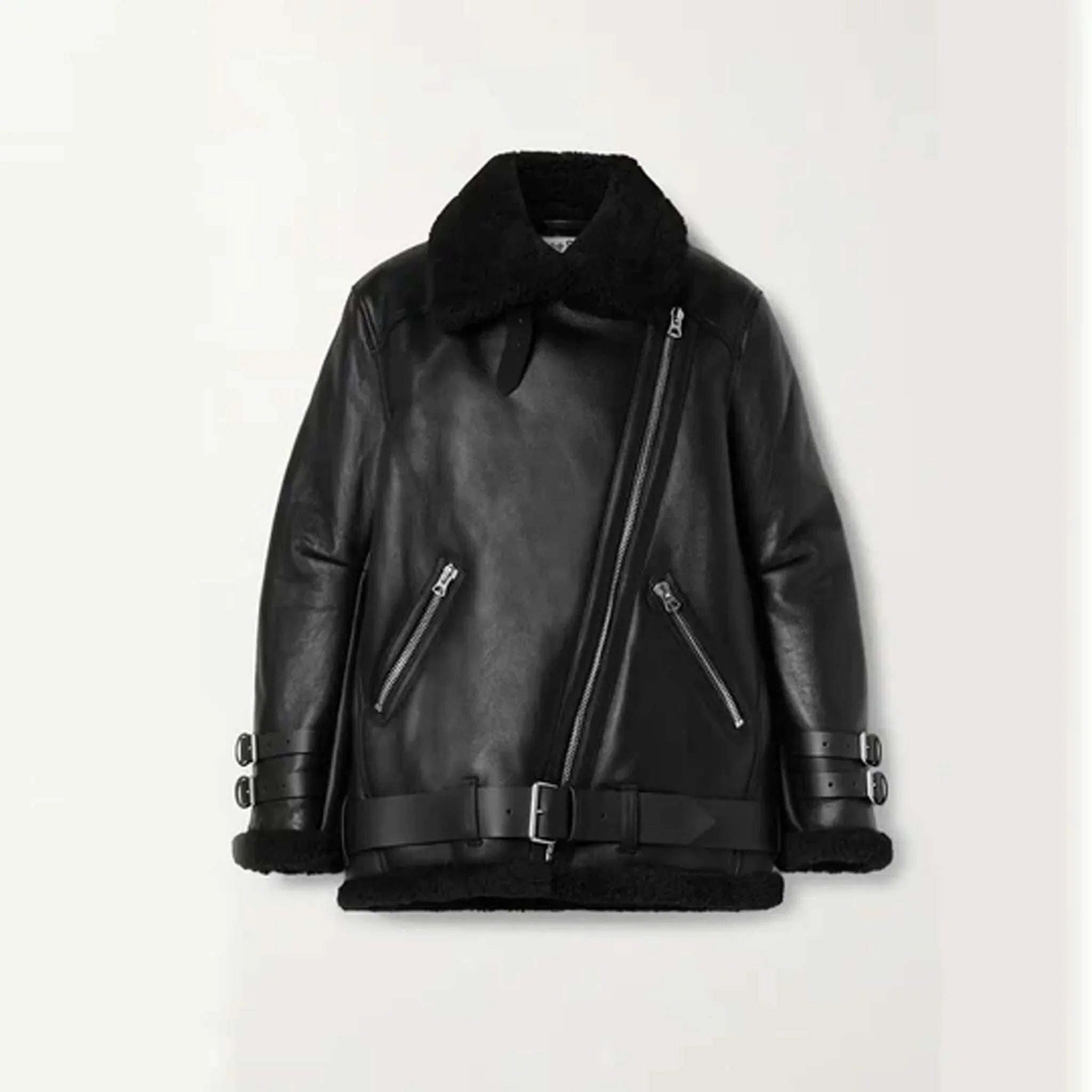 Black B3 Shearling Biker Jacket – Women’s Leather Fit