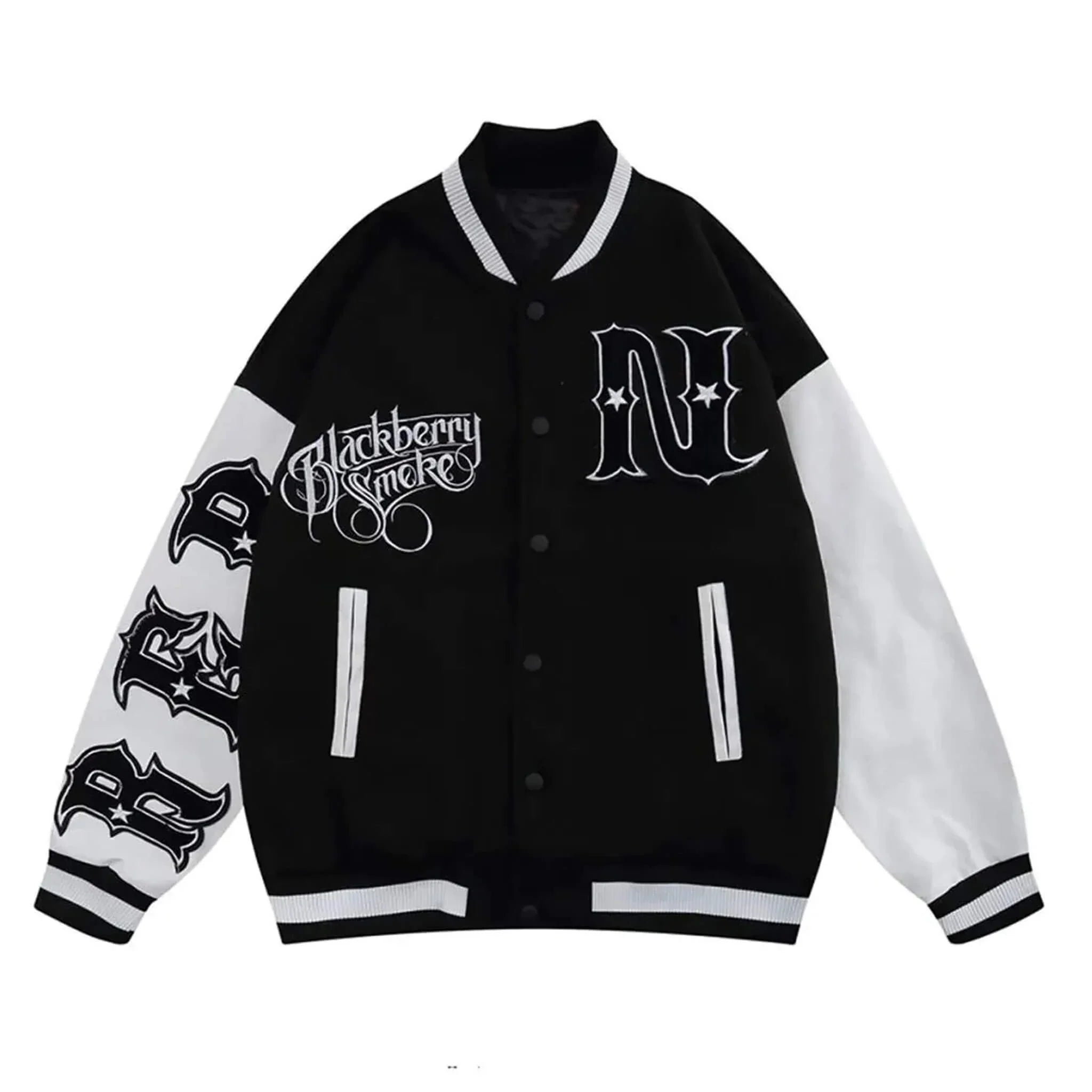 Blackberry Smoke Black & White Varsity Letterman Jacket - leathergang.com