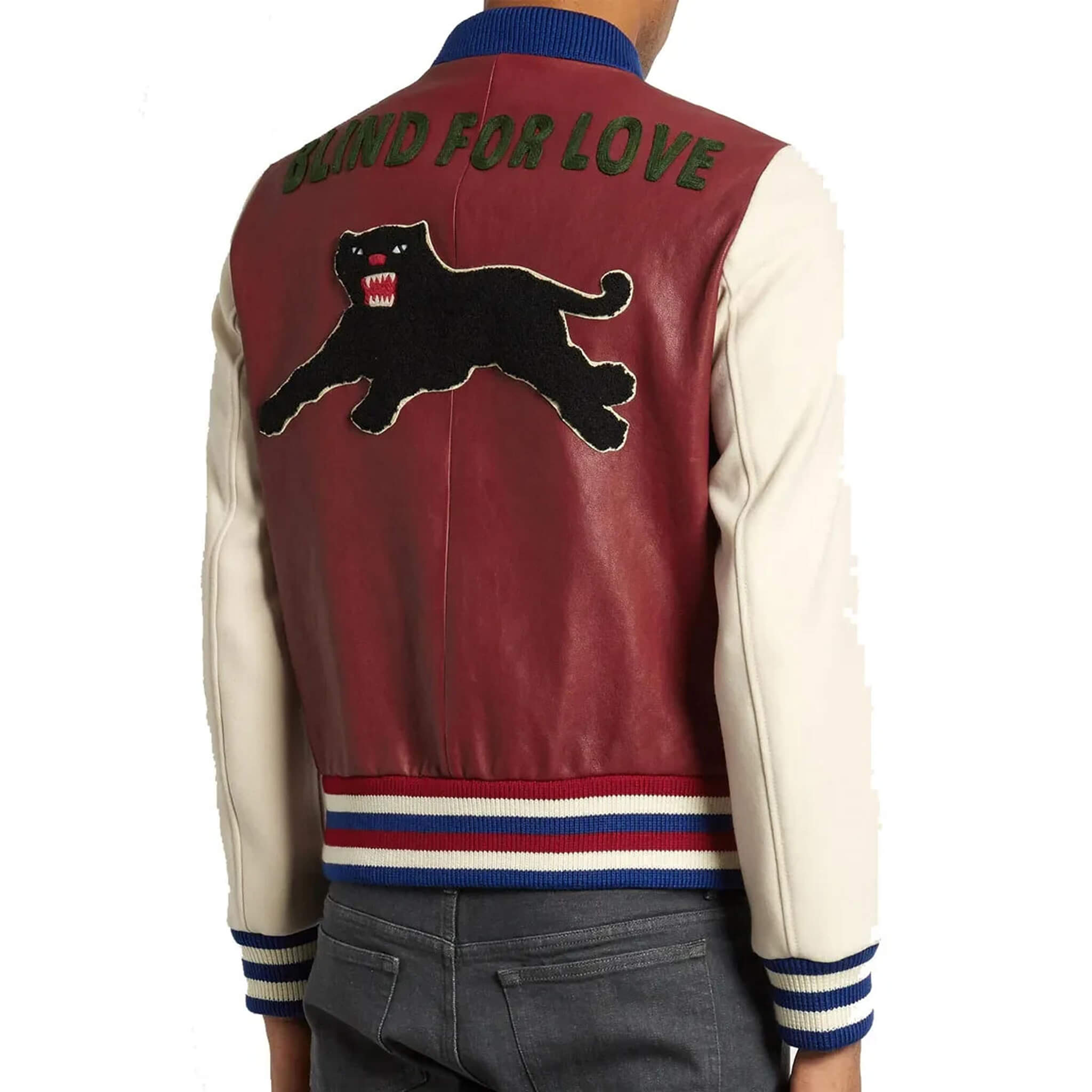 Blind for Love J-Hope Varsity Jacket – Brown & White Genuine Leather