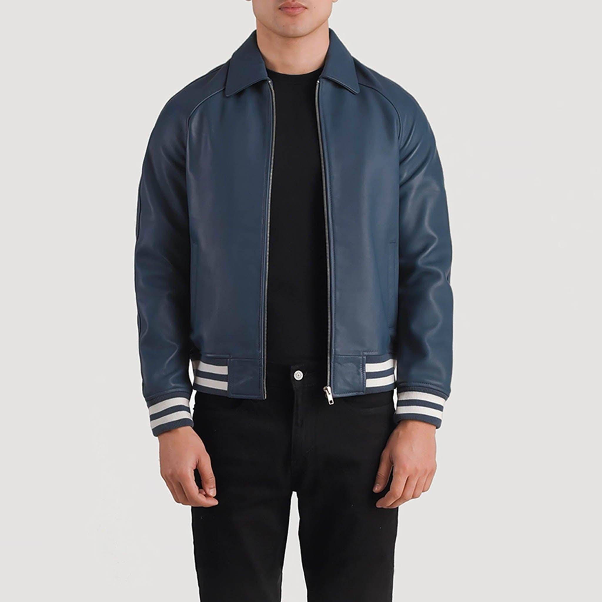 Abelard Brown & Black Leather Varsity Jacket – Timeless Classic Style - leathergang.com