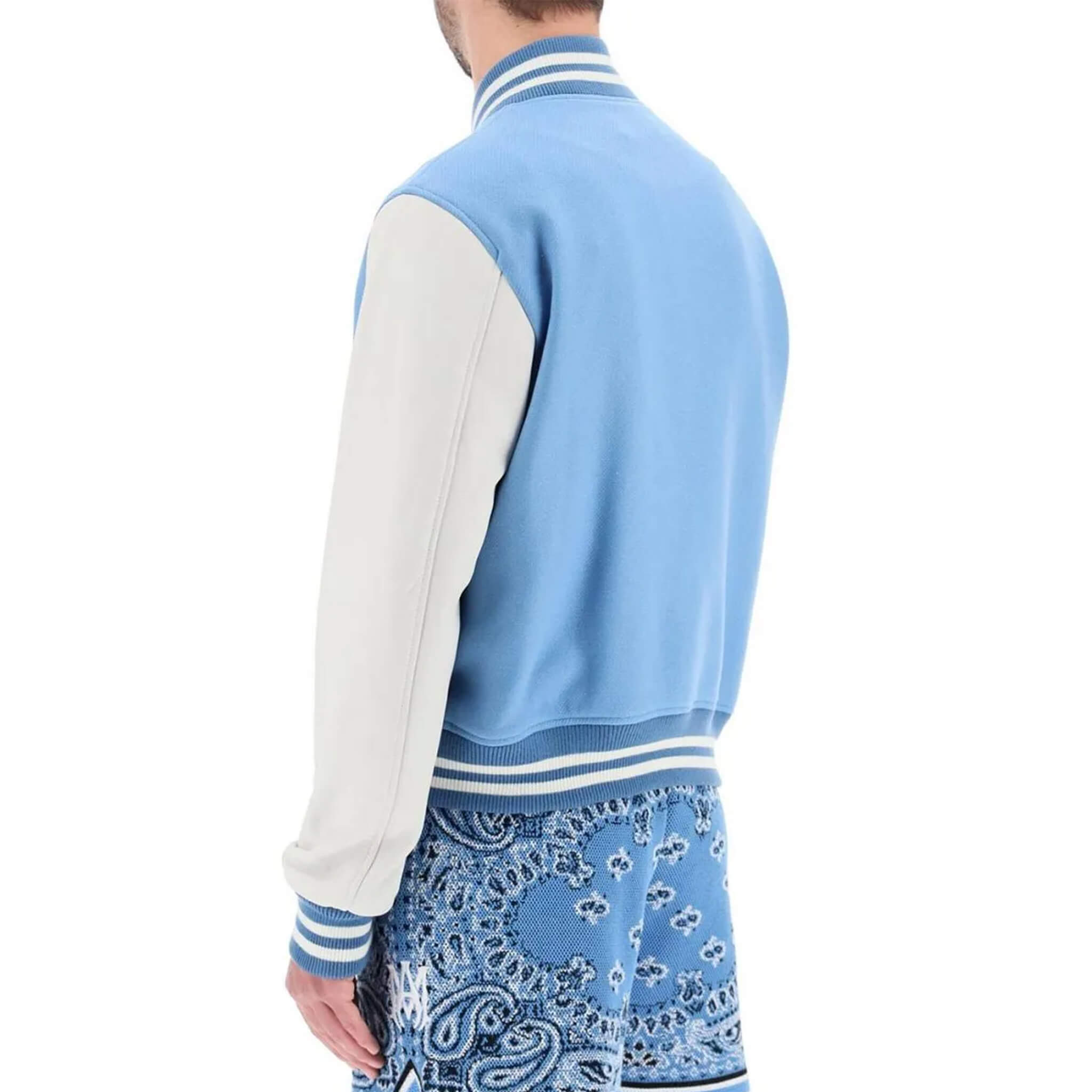 Amiri Blue & White Varsity Letterman Jacket for Men