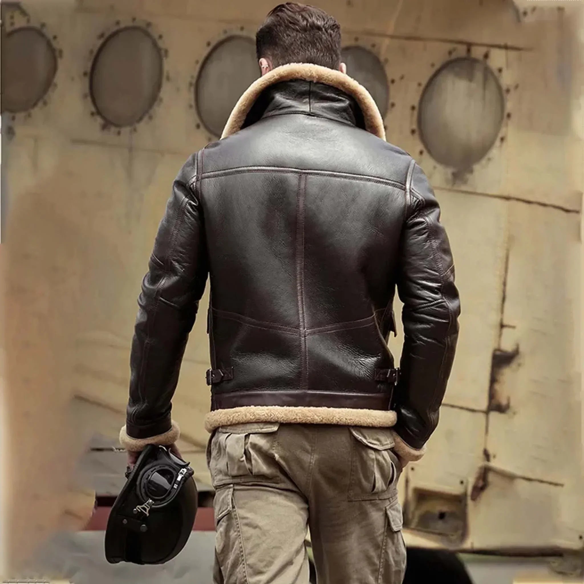 Blayze B3 RAF Aviator Shearling Jacket - Airforce Brown Leather Coat