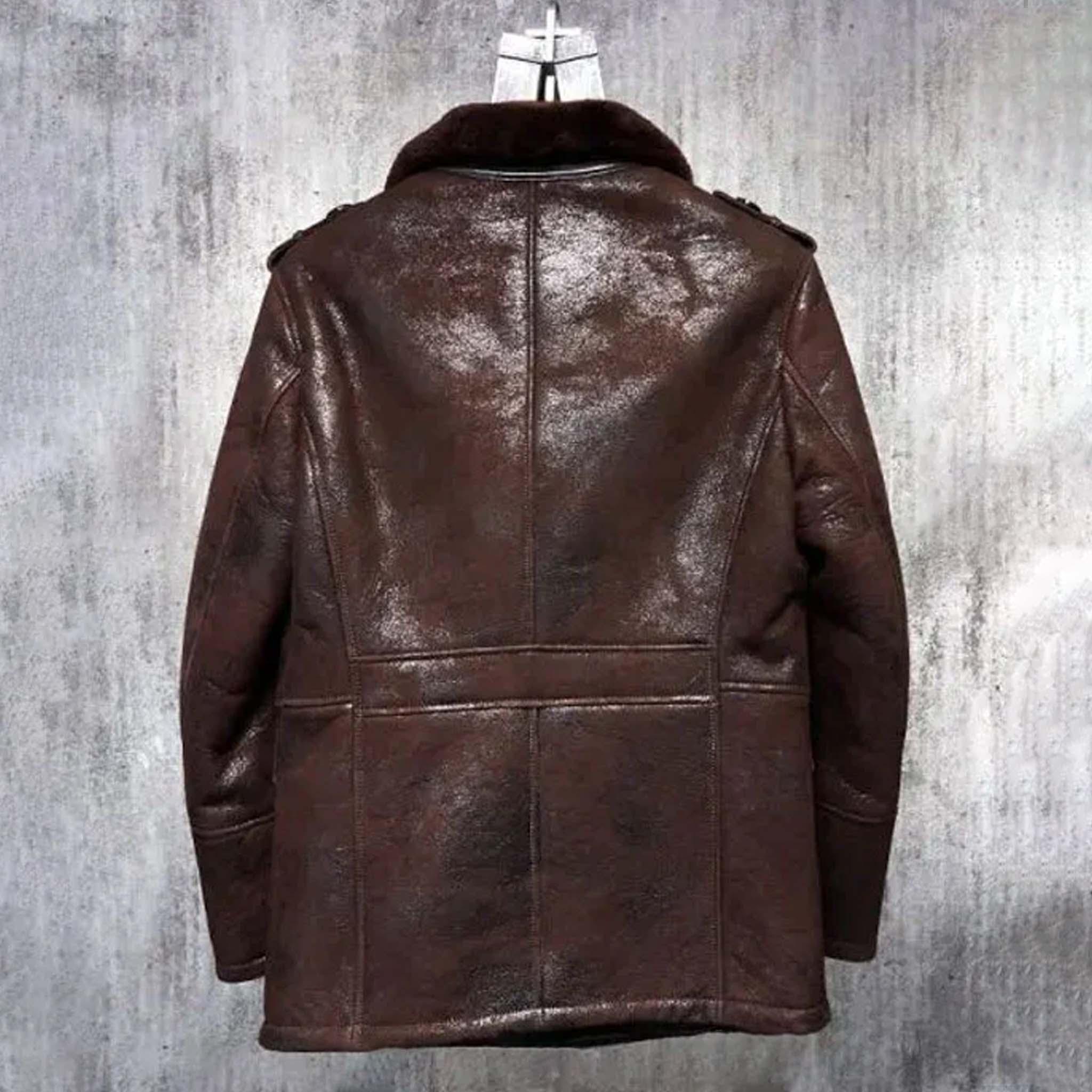 Drakn Men's B3 Pilot Jacket - Sheepskin Aviator Bomber Leather Style