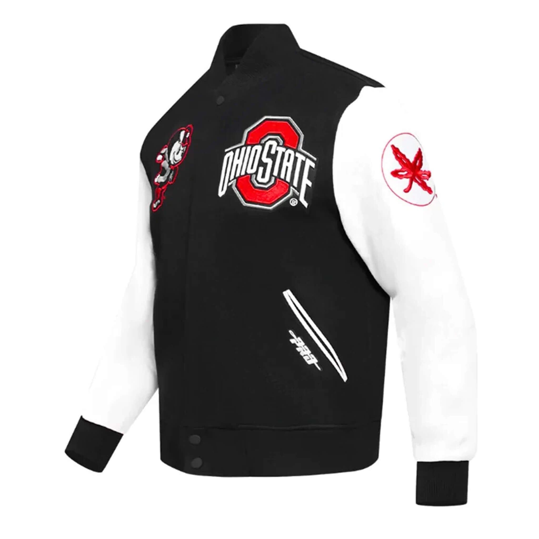 Ohio State Letterman Varsity Jacket – Black & White Classic Style