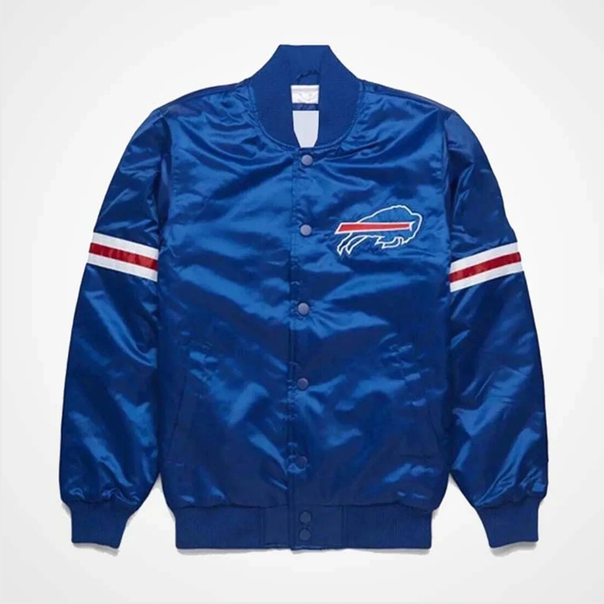 Bills Blue Satin Jacket with Embroidered Logo – Fan Apparel - leathergang.com
