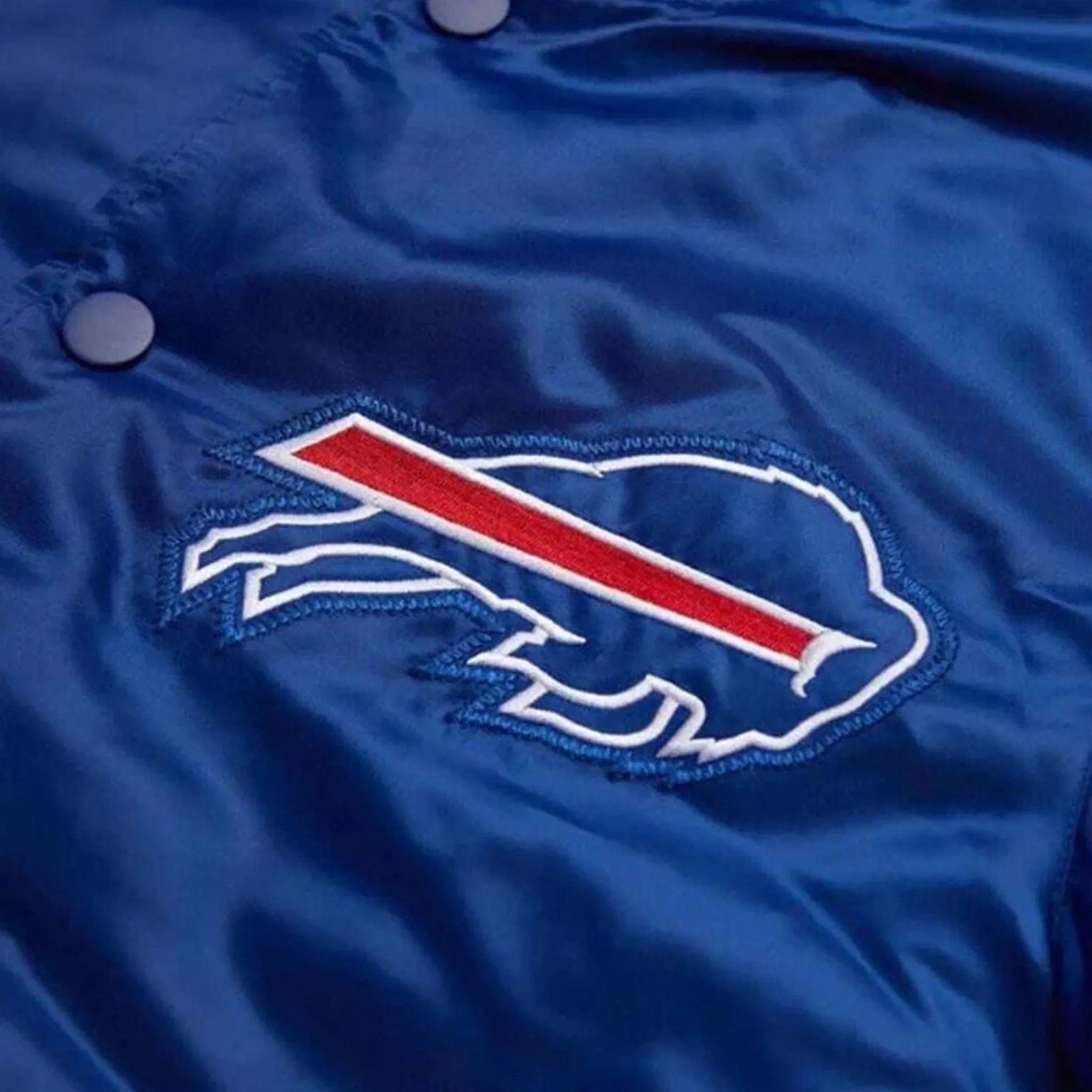 Bills Blue Satin Jacket with Embroidered Logo – Fan Apparel - leathergang.com