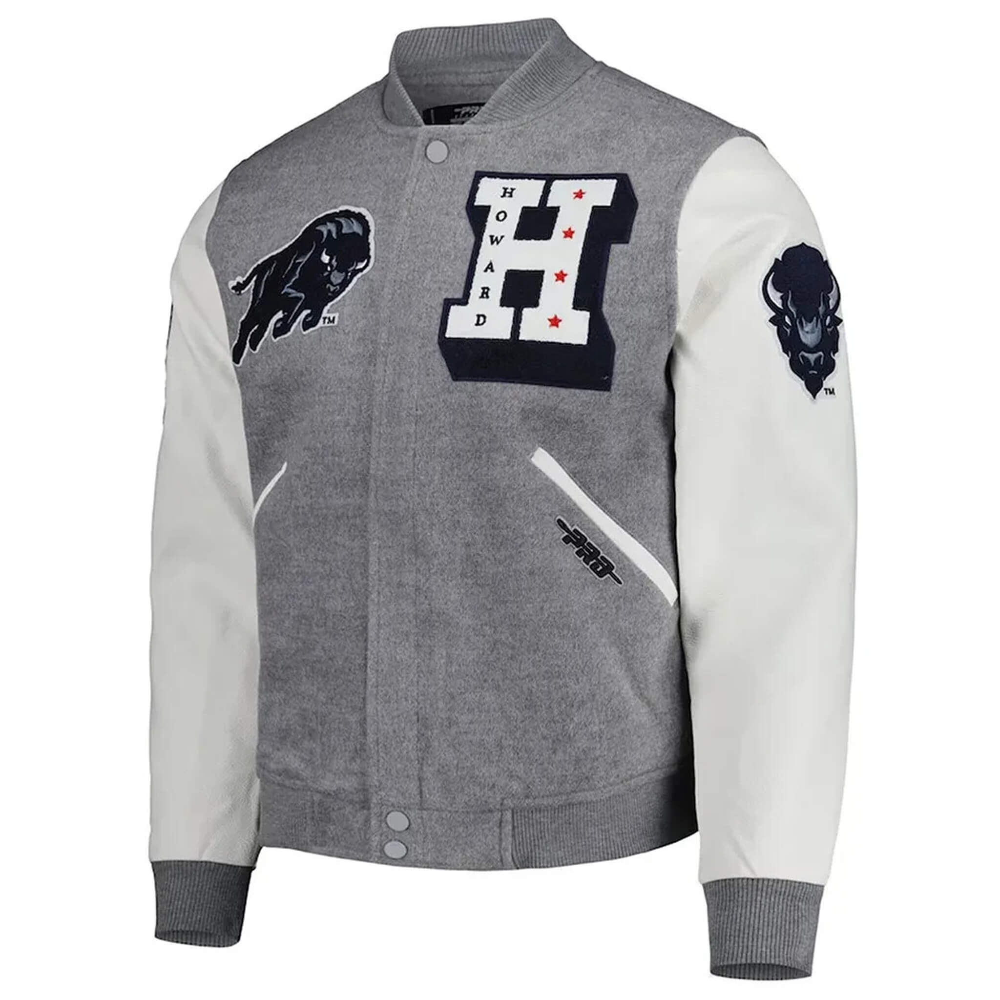 Howard Bison Gray & White Letterman Varsity Jacket