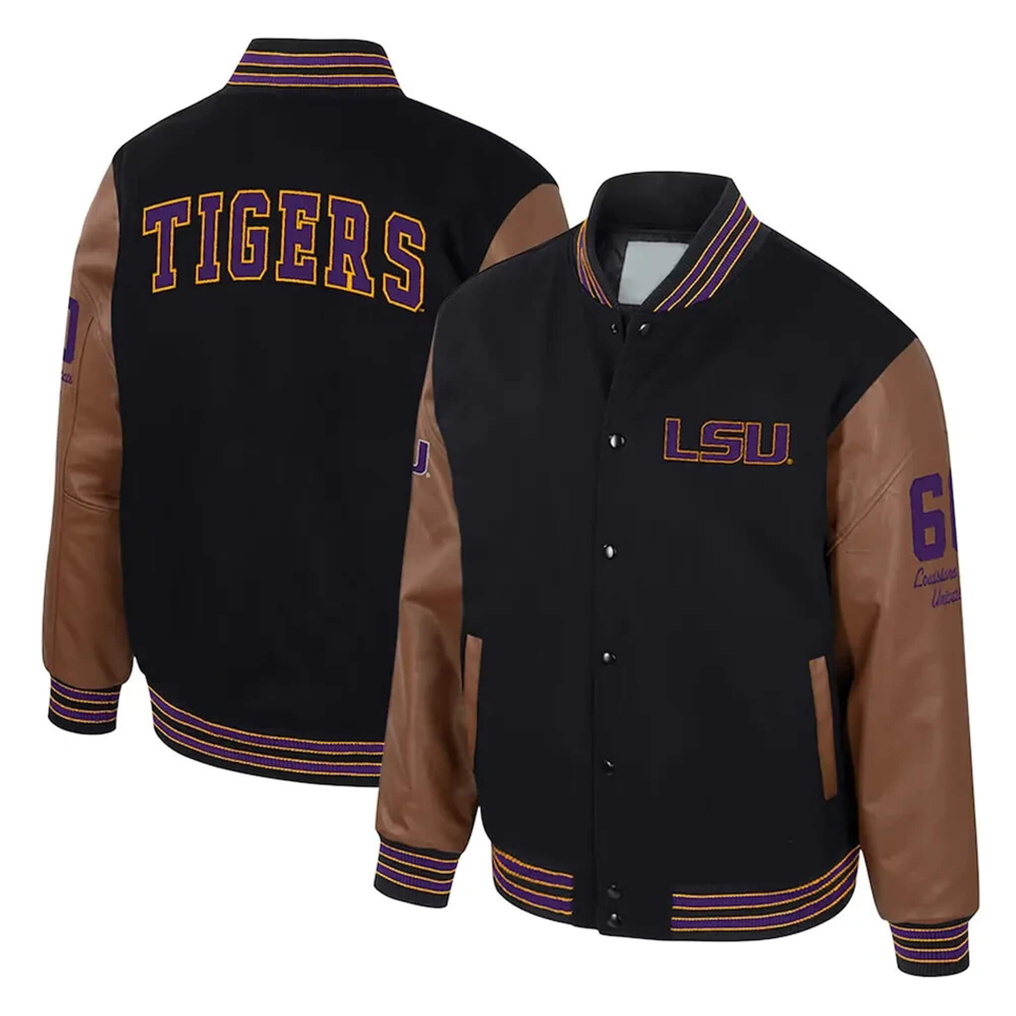 LSU Tigers Letterman Varsity Jacket – Black & Brown Classic Style