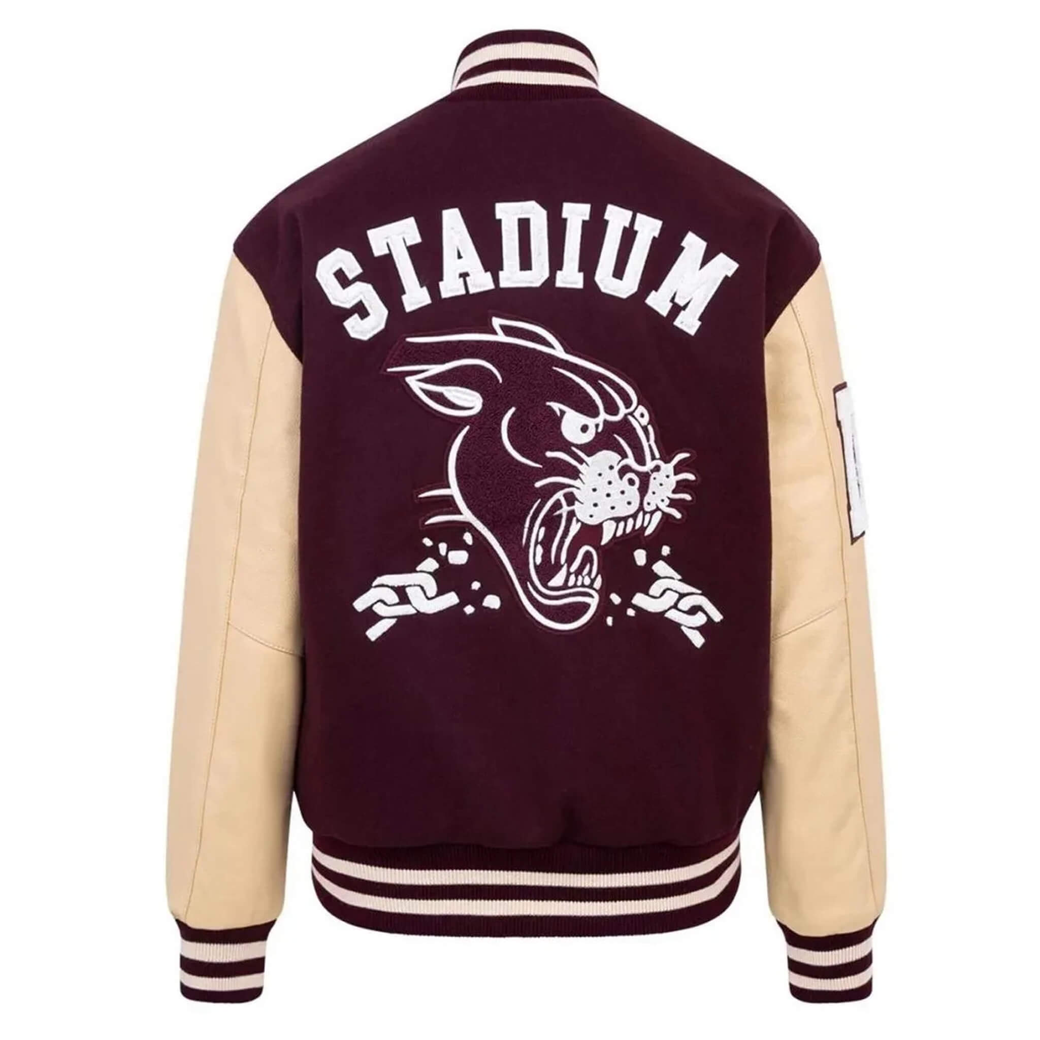 Panther Stadium Burgundy & Cream Varsity Letterman Jacket