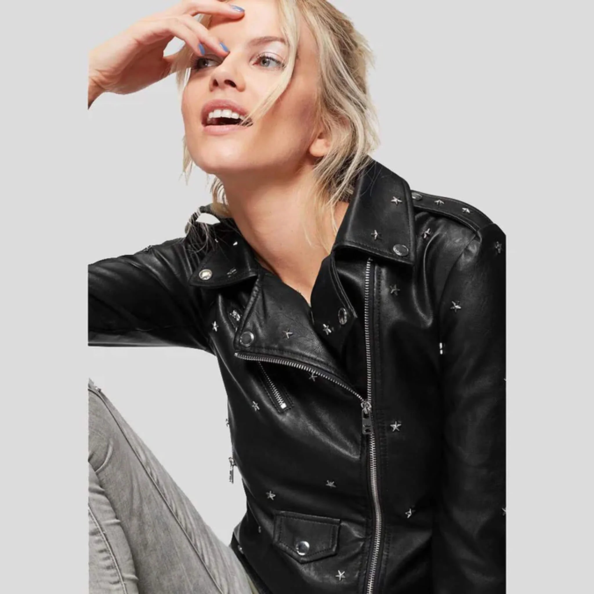 Nox Black Studded Leather Jacket – Genuine Lambskin Biker