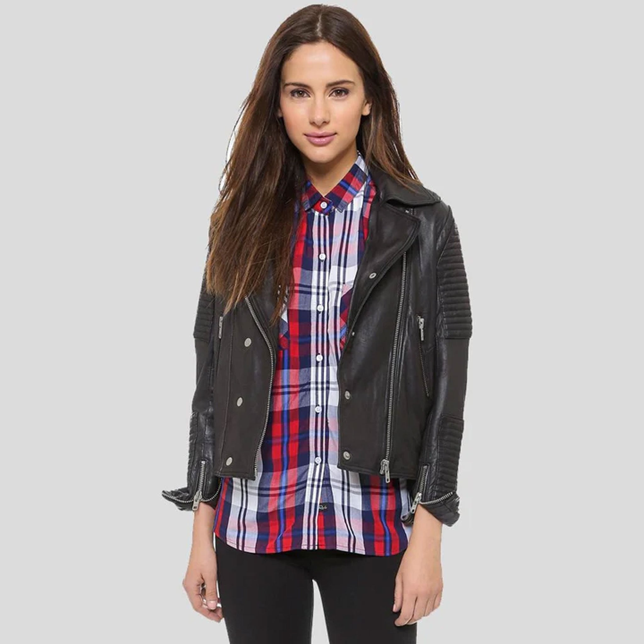Raventa Noir Quilted Leather Biker Jacket