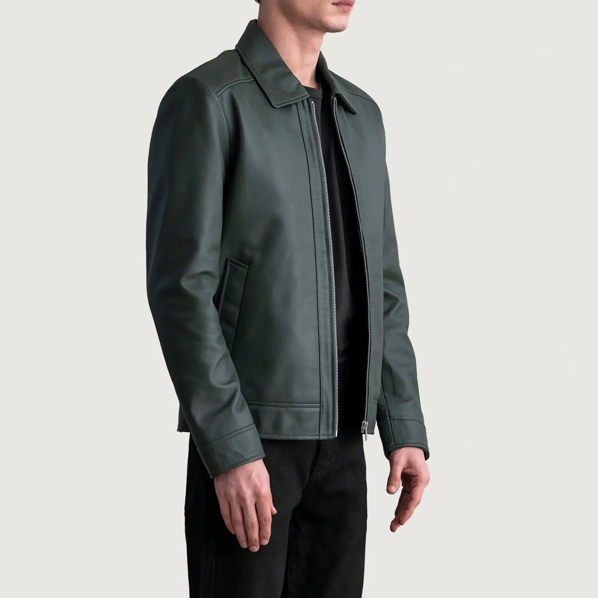 Infernos Green Leather Jacket - Classic Style Versatile Fashion