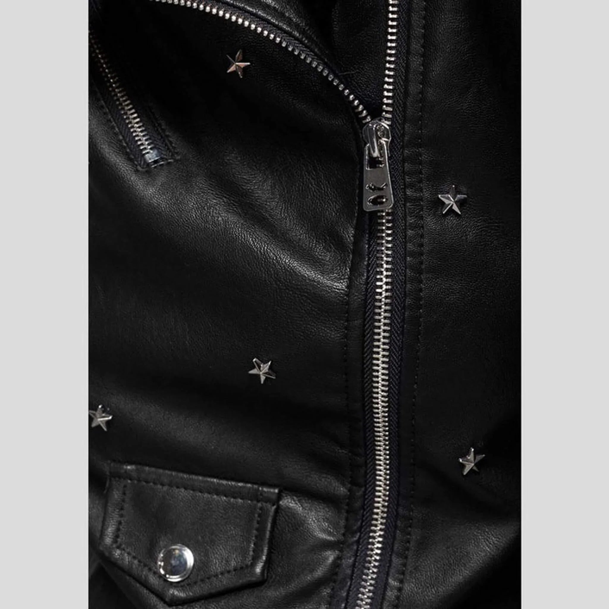 Nox Black Studded Leather Jacket – Genuine Lambskin Biker
