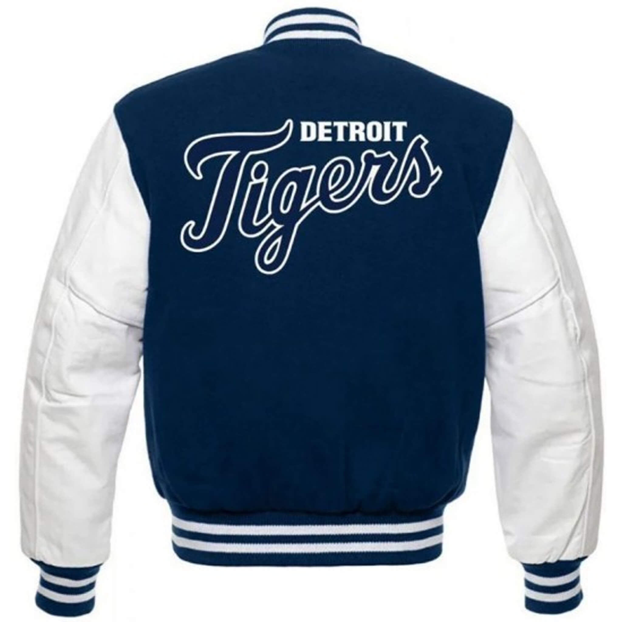 Detroit Tigers MLB Blue and White Letterman Varsity Jacket
