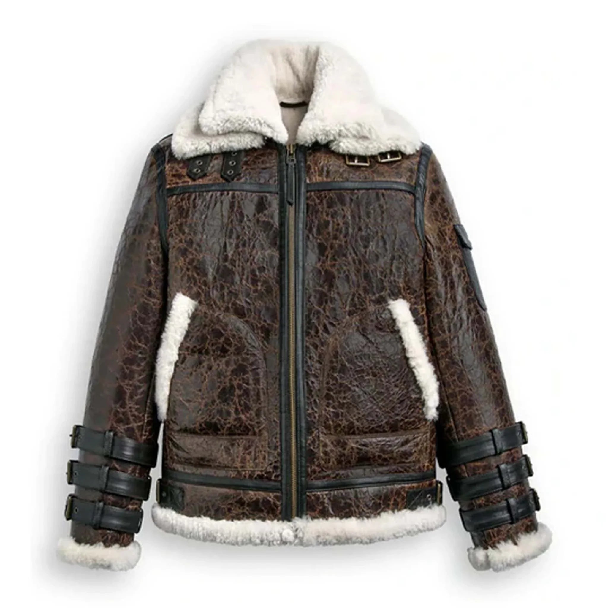 Onyx Double Tone Brown Aviator Jacket - Premium Shearling Leather Jacket
