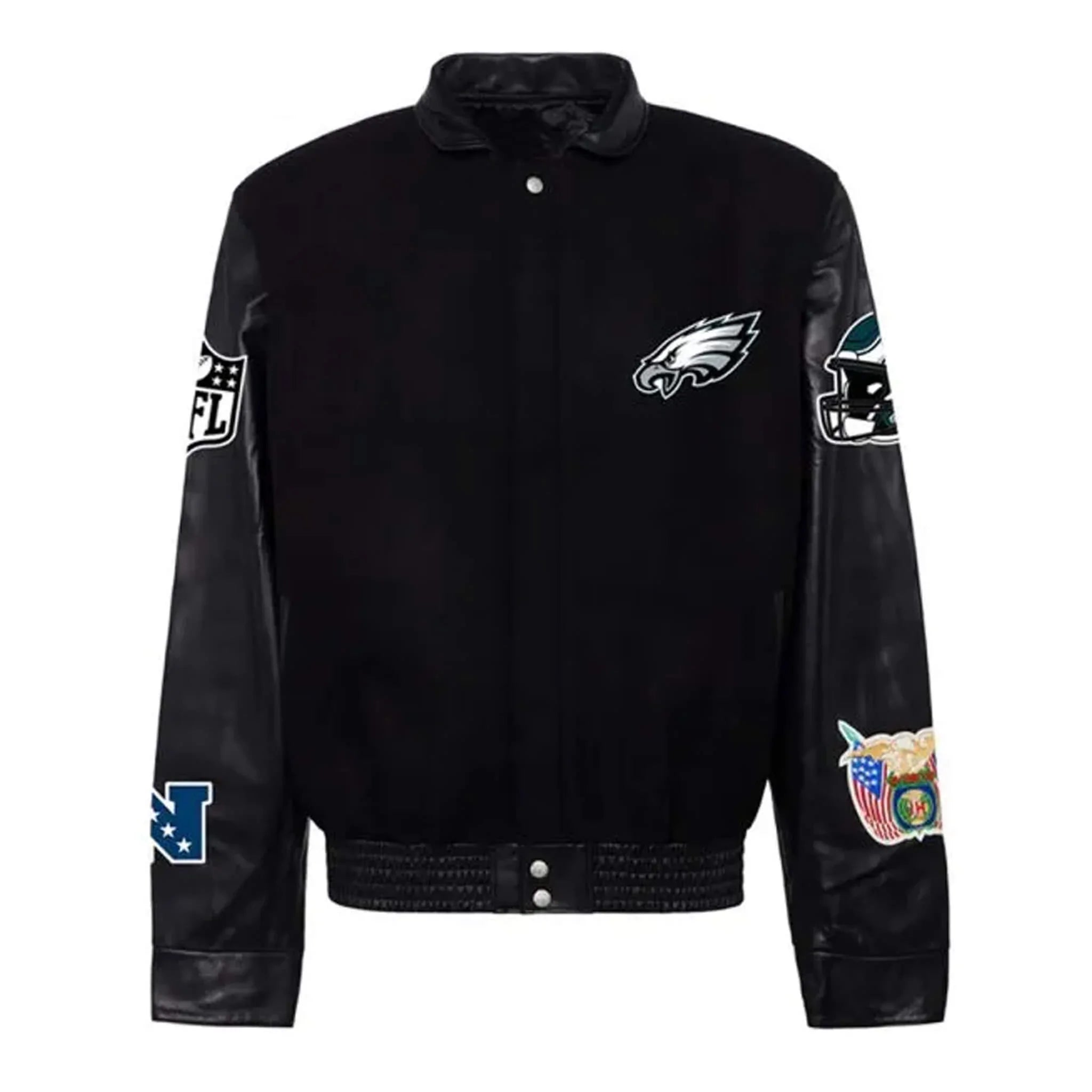 Black Eagles Letterman Jacket – Wool Body & Leather Sleeves - leathergang.com