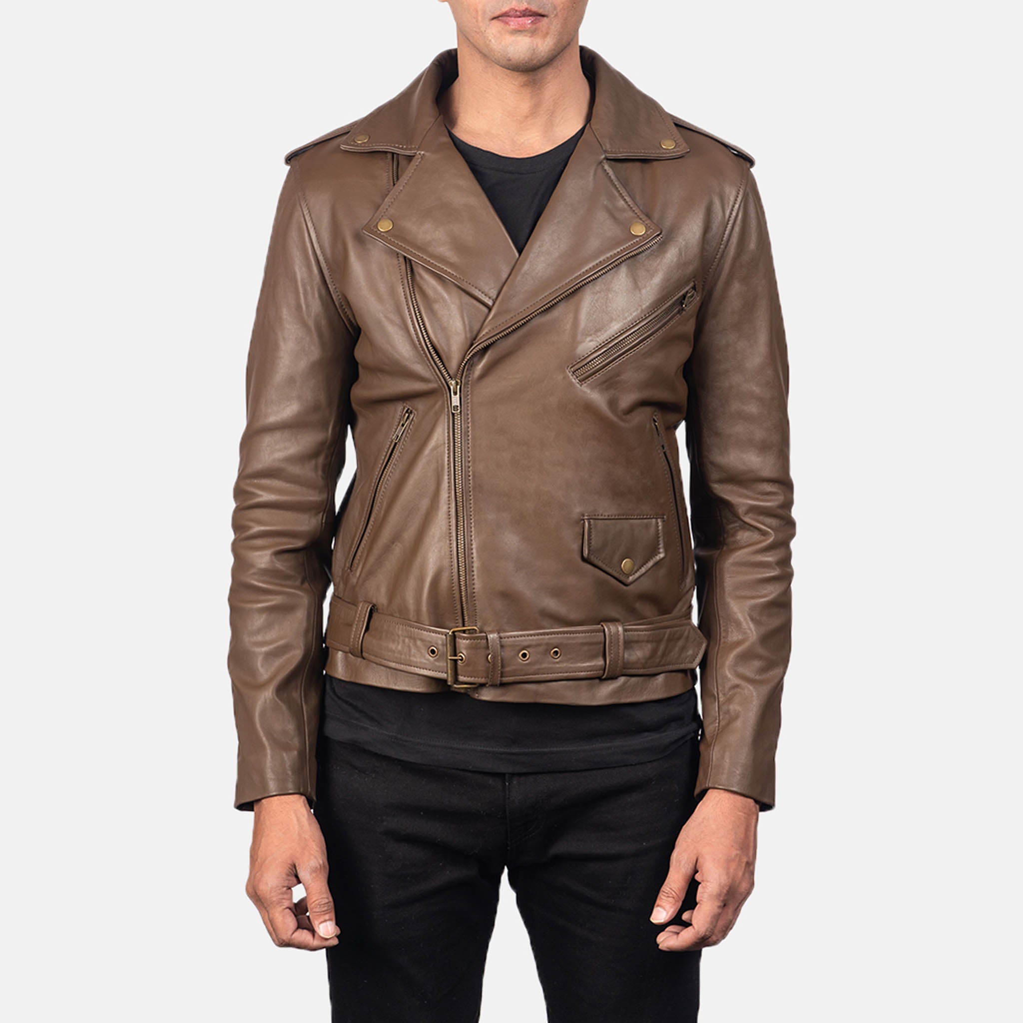 Legendary Brown Leather Biker Jacket – Premium Style for Riders