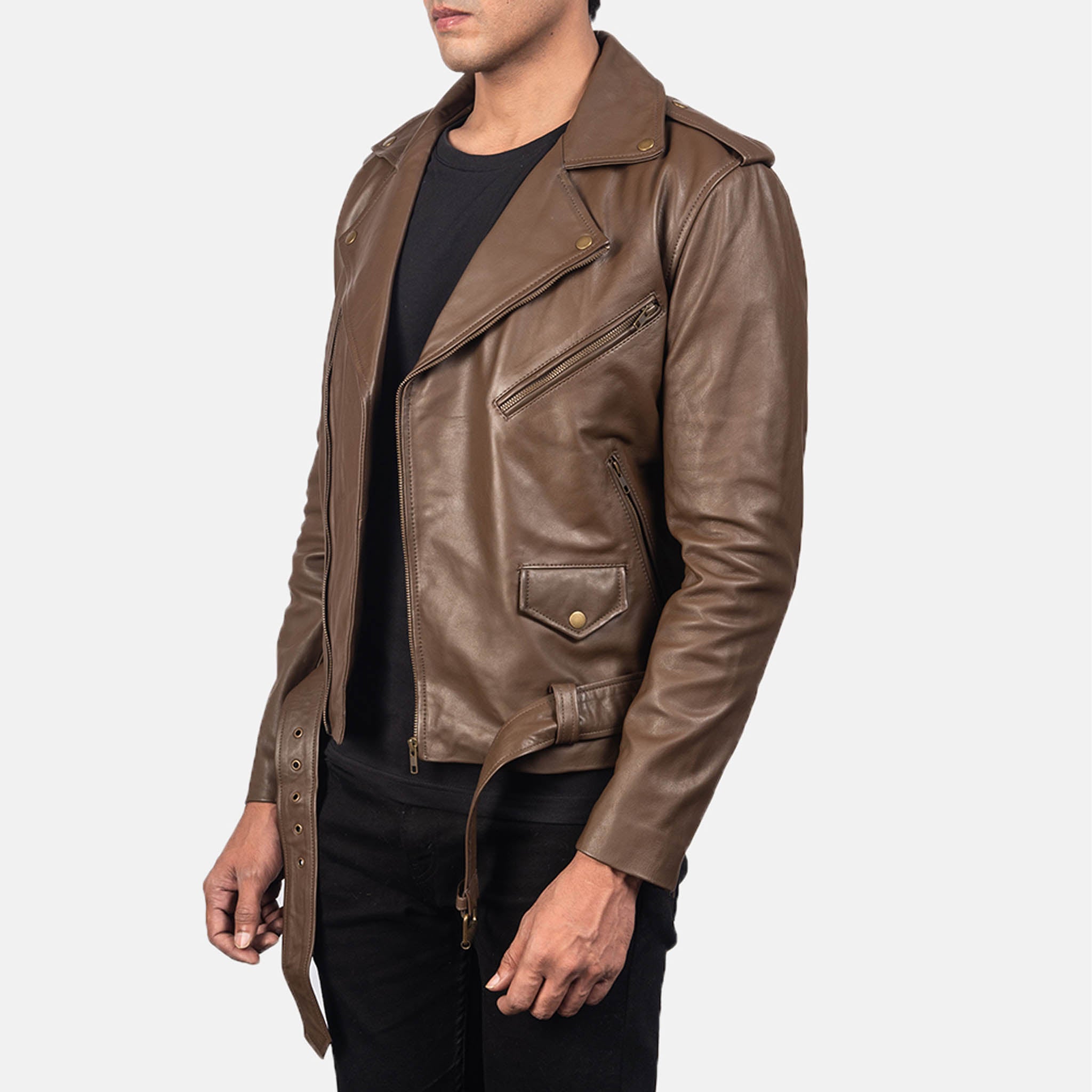 Legendary Brown Leather Biker Jacket – Premium Style for Riders