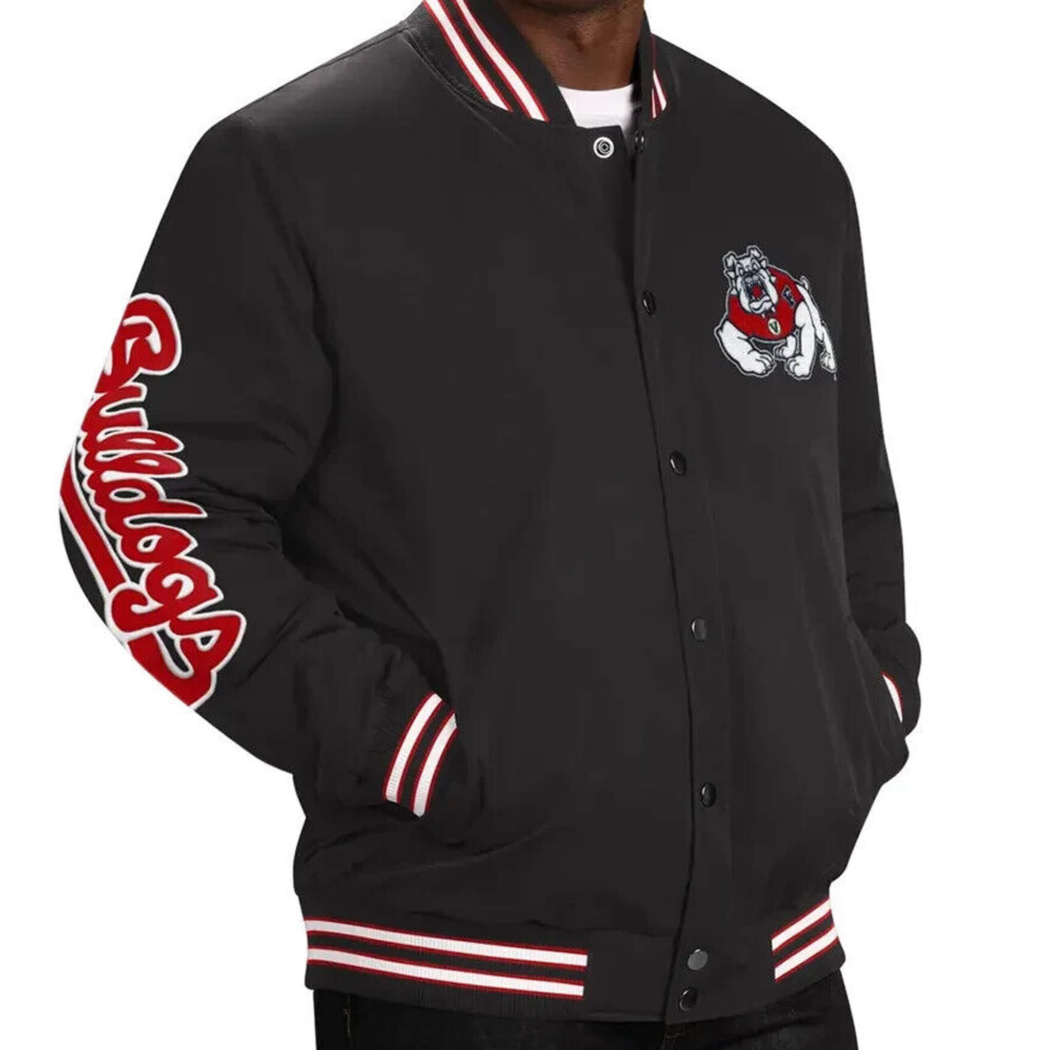 Fresno State Bulldogs Black Satin Swingman Varsity Jacket