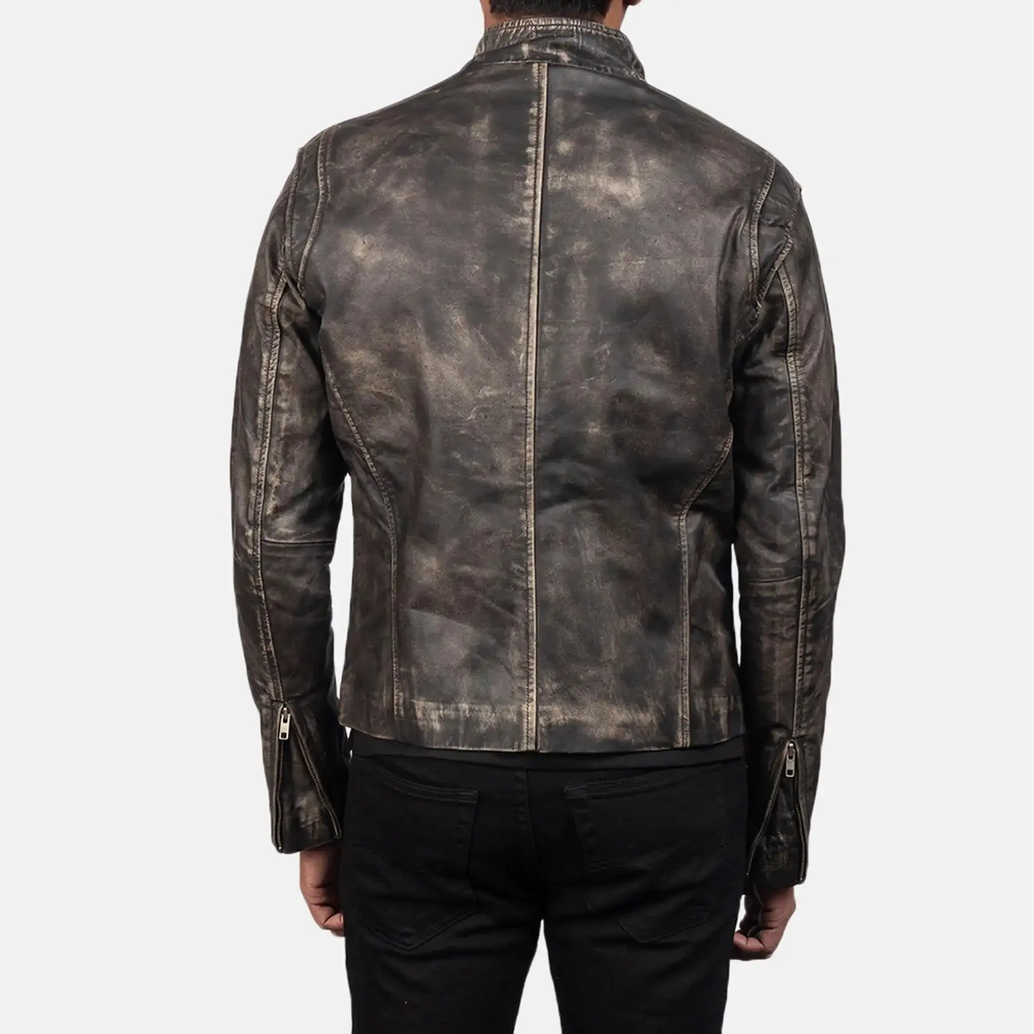 Elite Destressed Brown Leather Biker Jacket - Premium Motorcycle Style