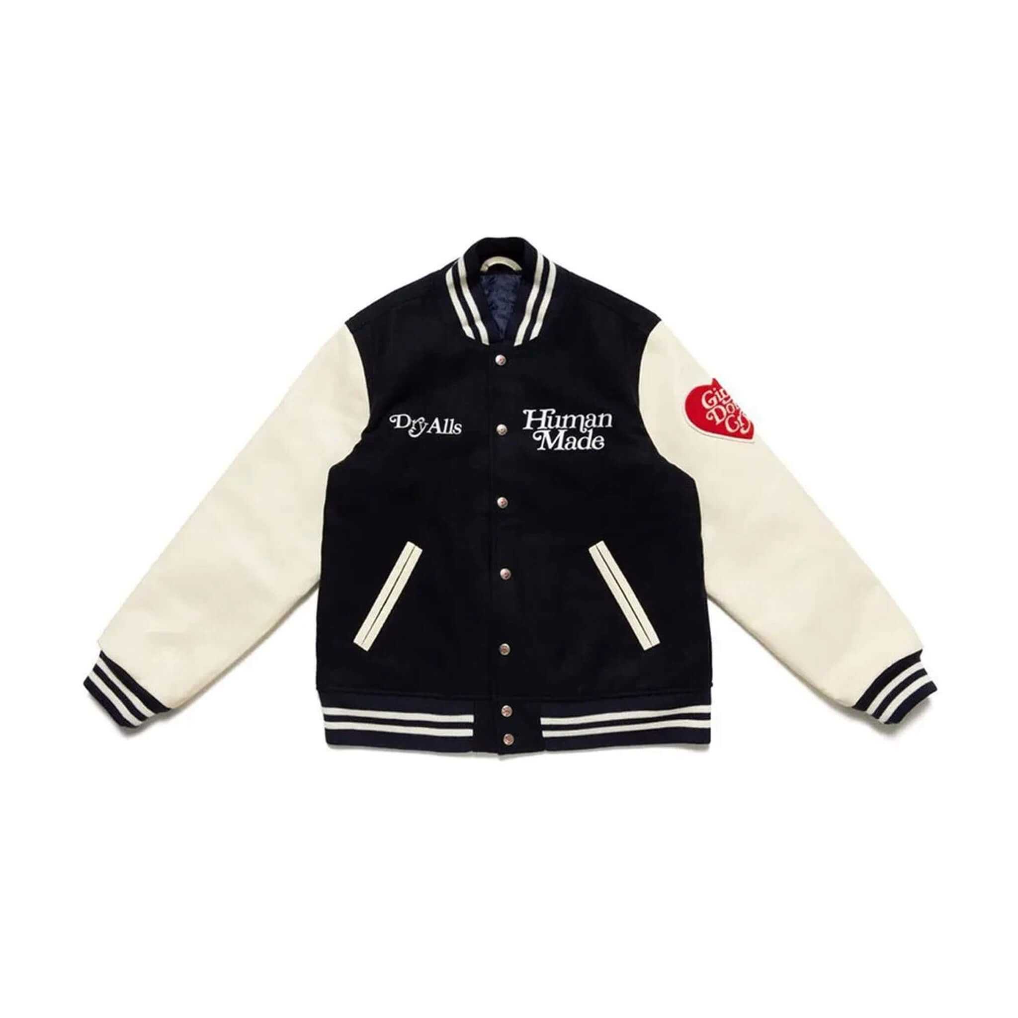 Girls Don’t Cry x Human Made Dry All Black & White Varsity Jacket