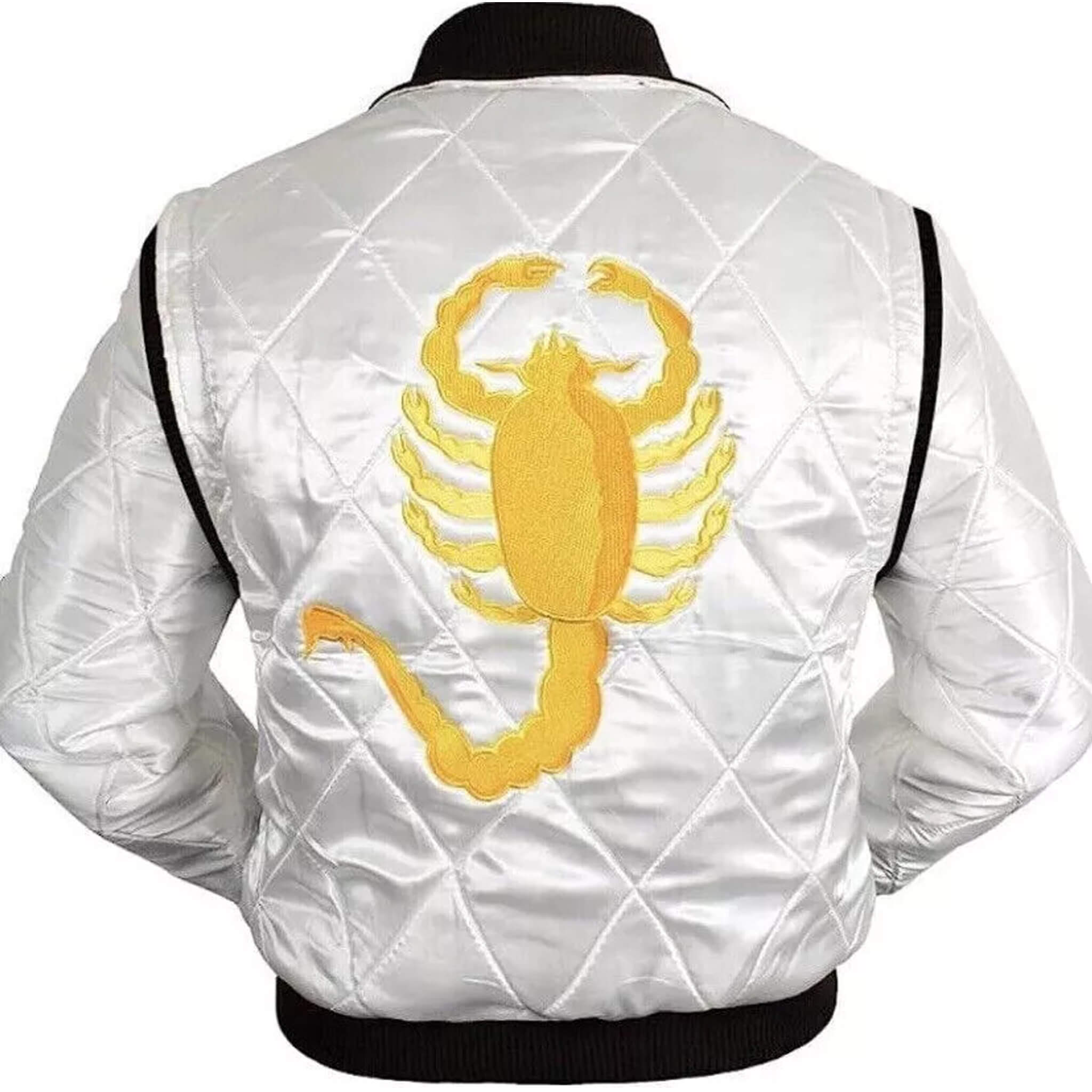 Ryan Gosling Drive Scorpion White Satin – Varsity Jacket