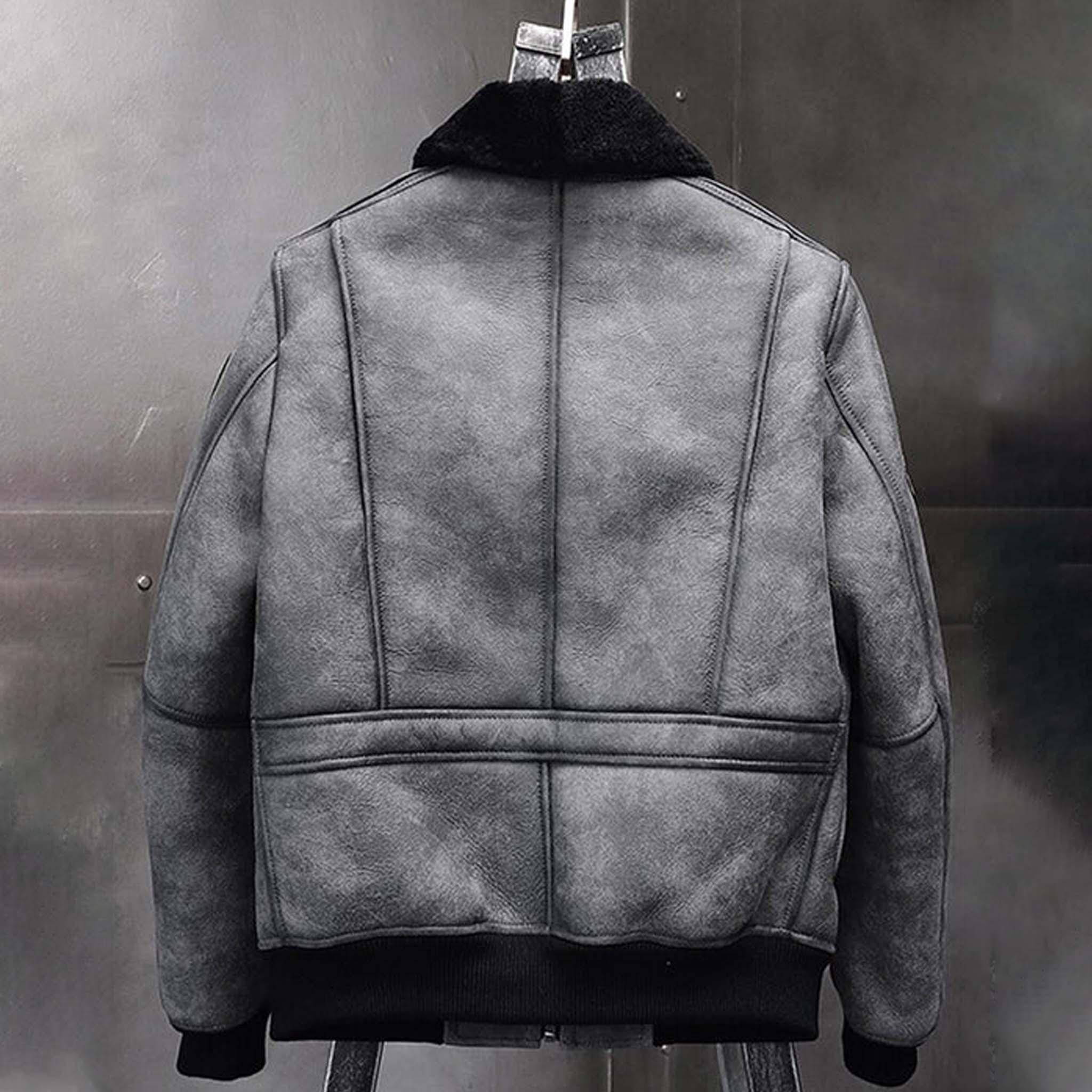 Savro Grey B3 Shearling Jacket - RAF Men's Flight Leather Coat